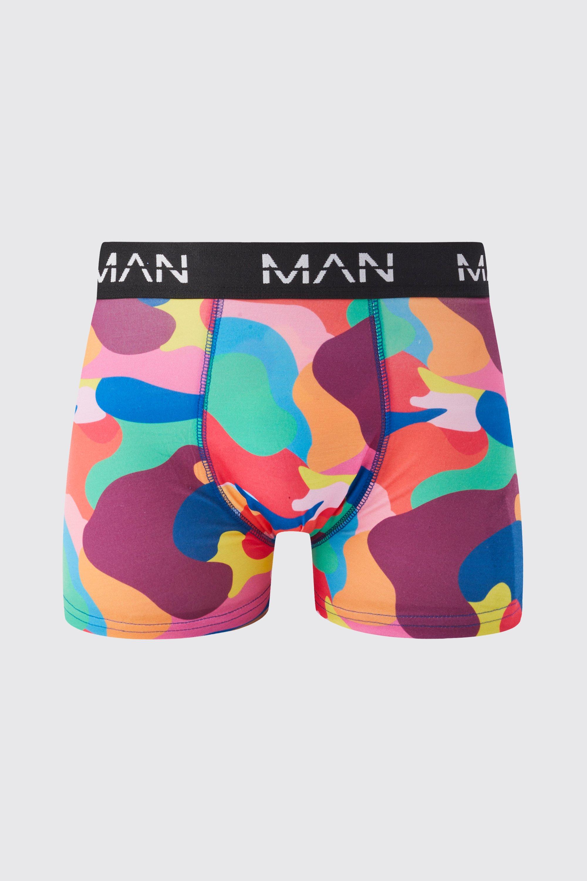 Mens Multi Bright Camo Print Boxers, Multi