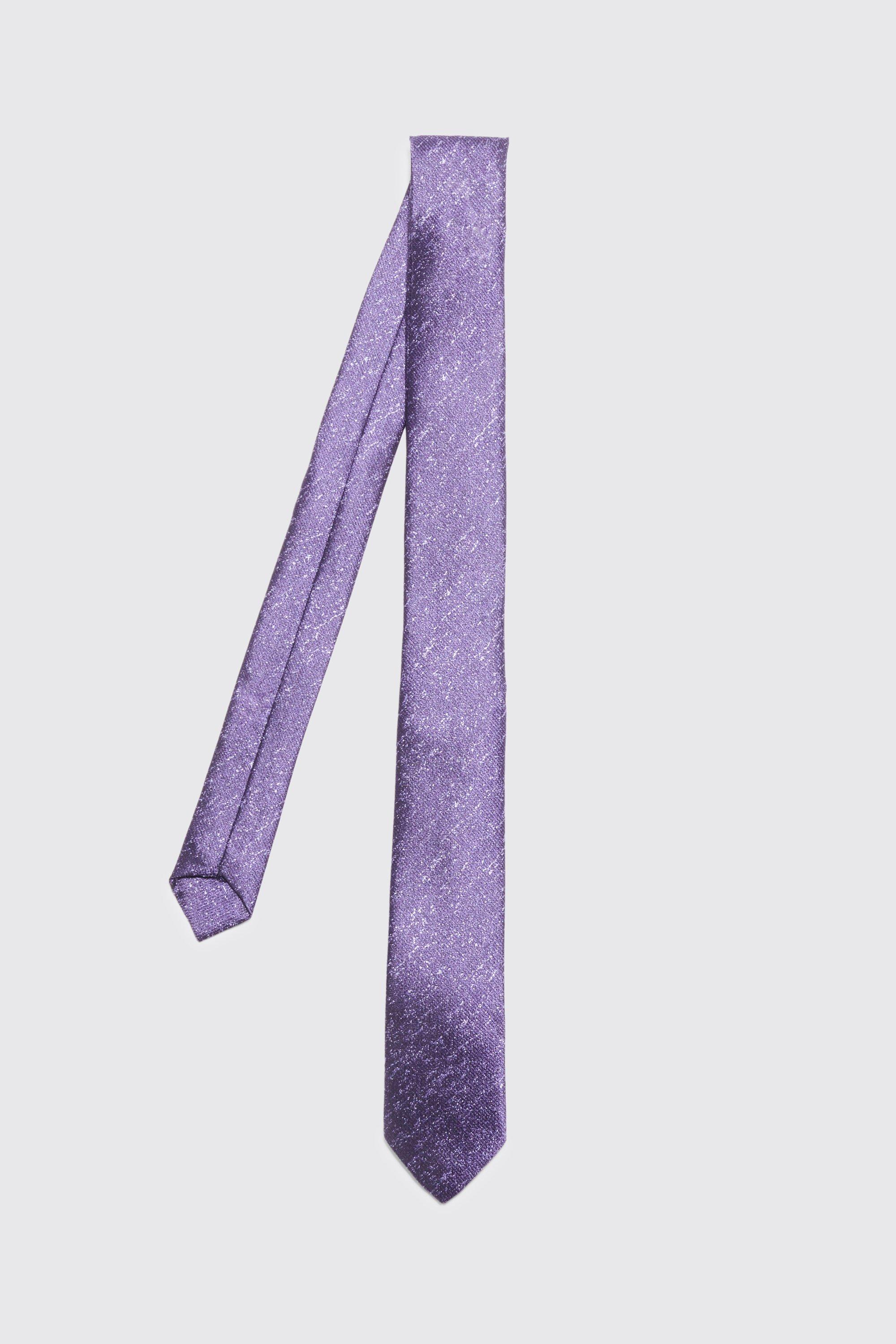 Mens Purple Textured Jacquard Slim Tie, Purple