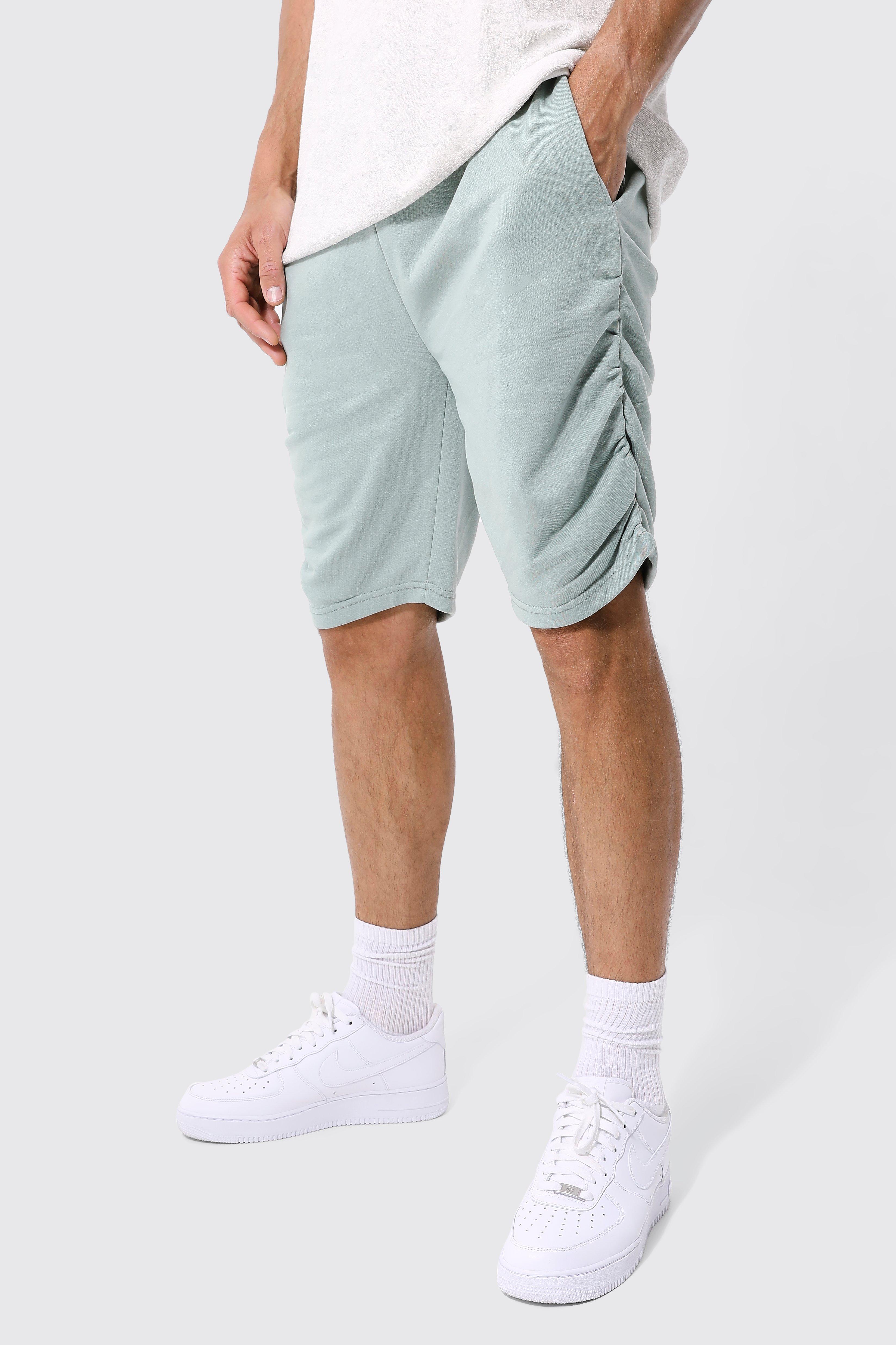 Mens Green Tall Slim Fit Ruched Side Jersey Short, Green