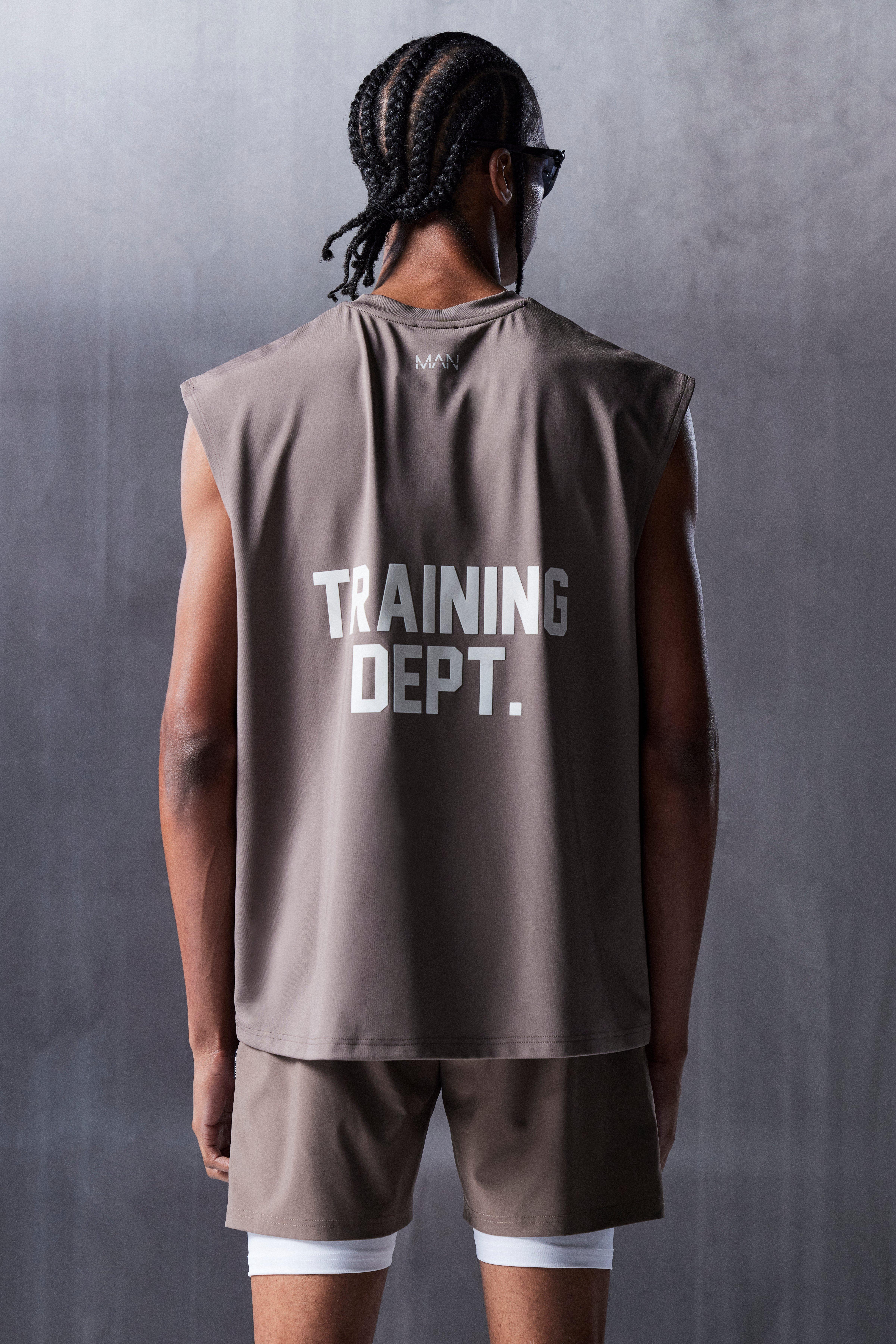Mens Beige Man Active Training Dept Oversized Performance vest, Beige