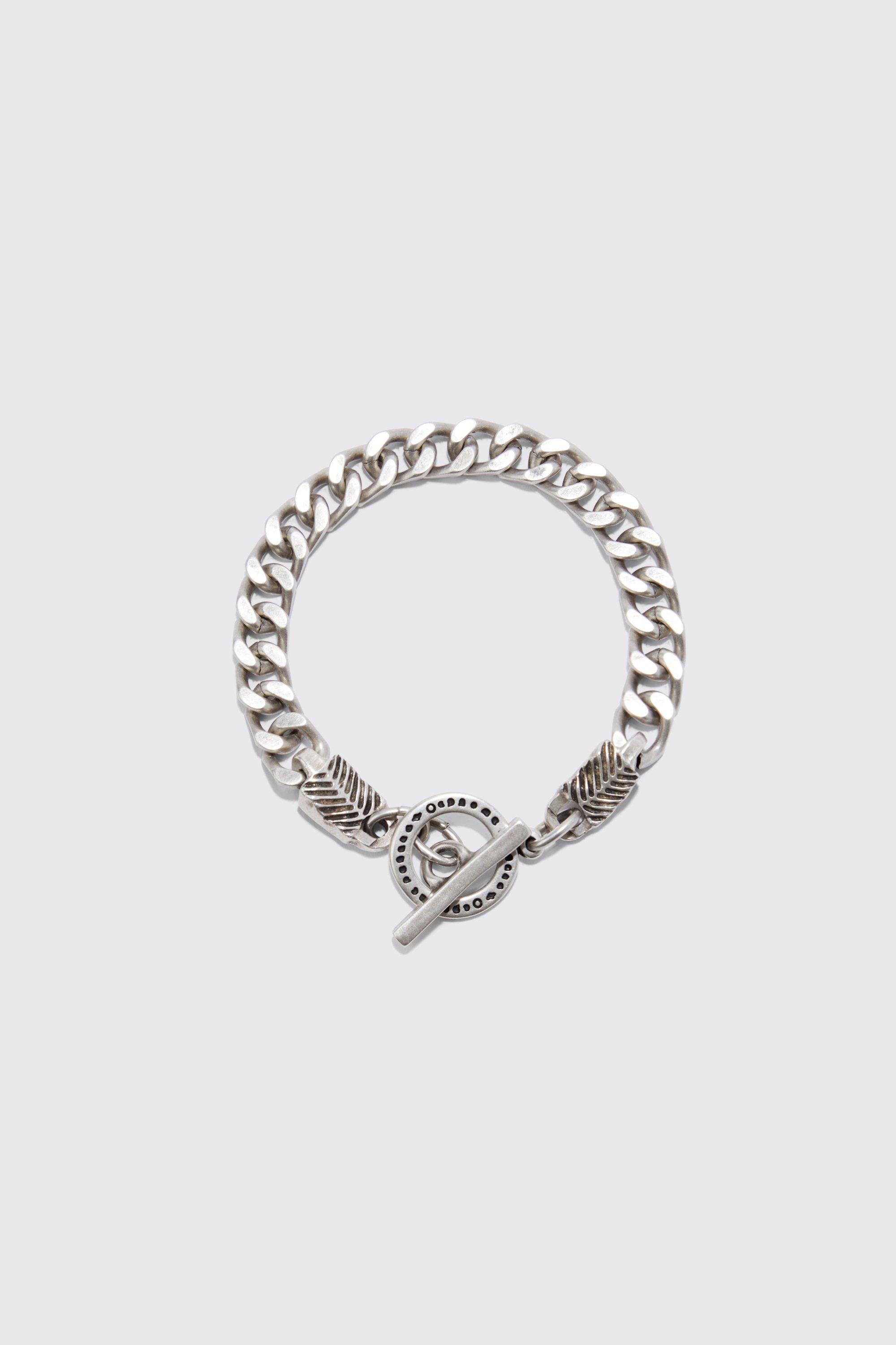 Mens Grey Chunky Chain Link Bracelet, Grey