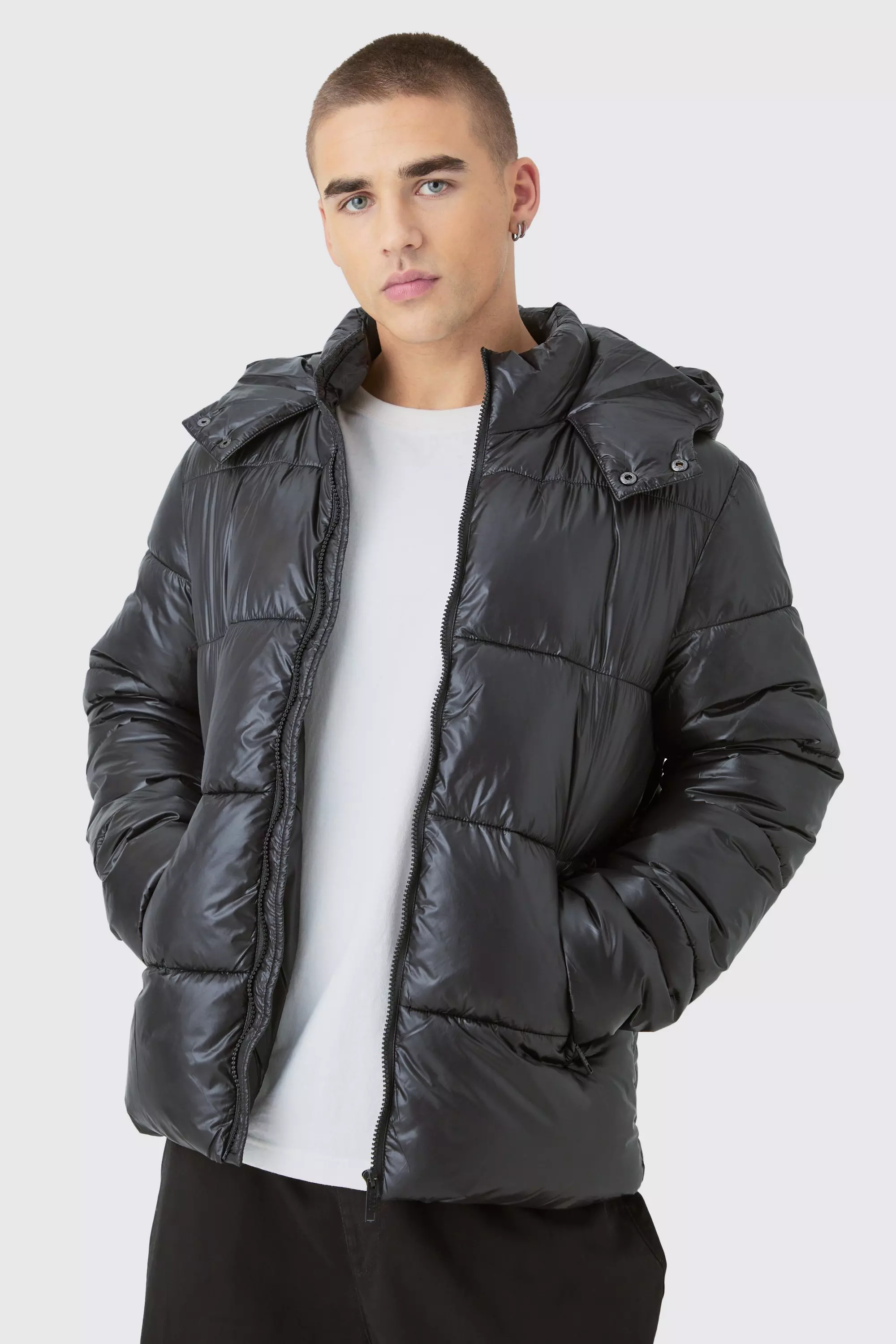 Boohooman high cheap shine puffer jacket