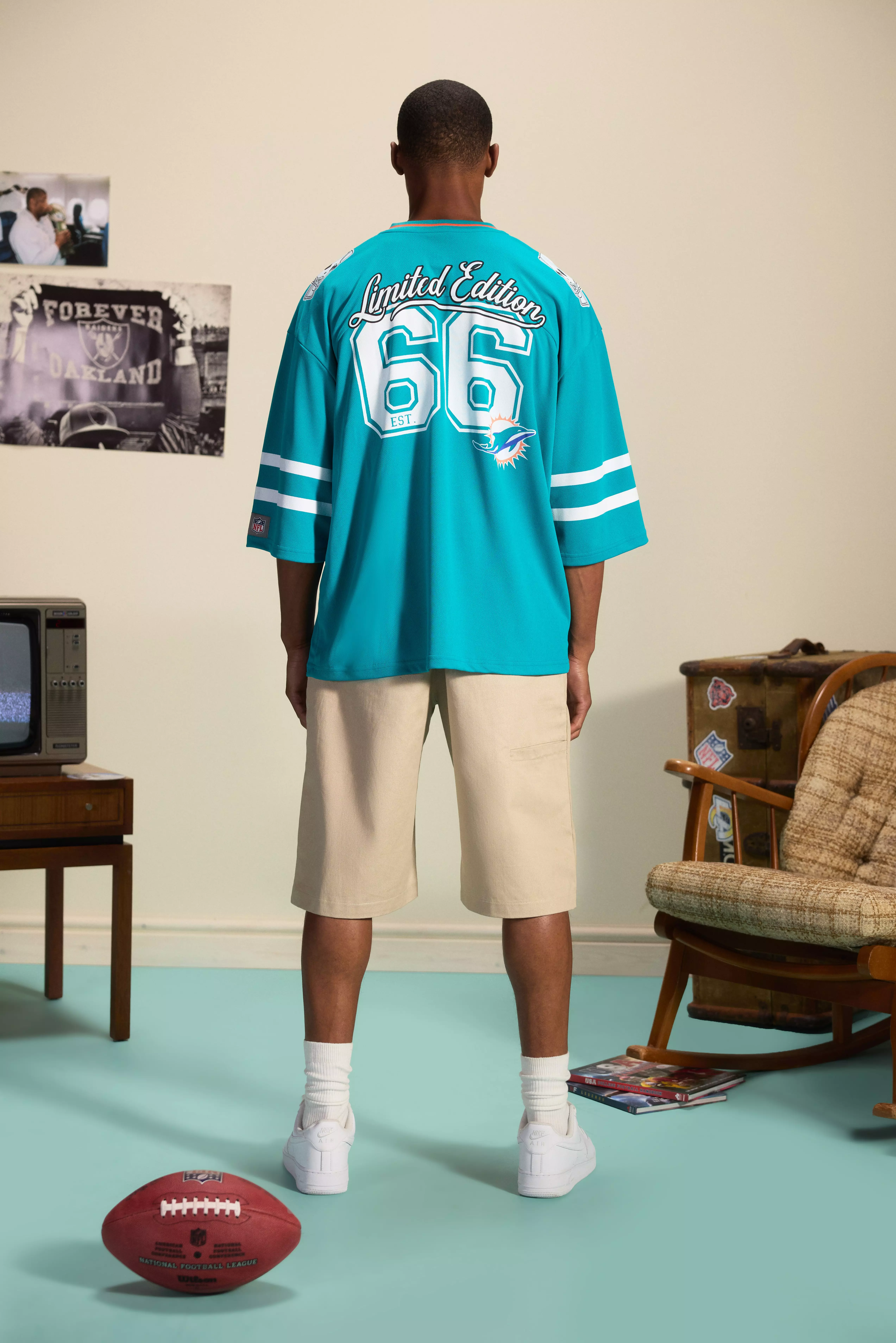 ASOS DESIGN Miami Dolphins NFL oversized t-shirt in mesh