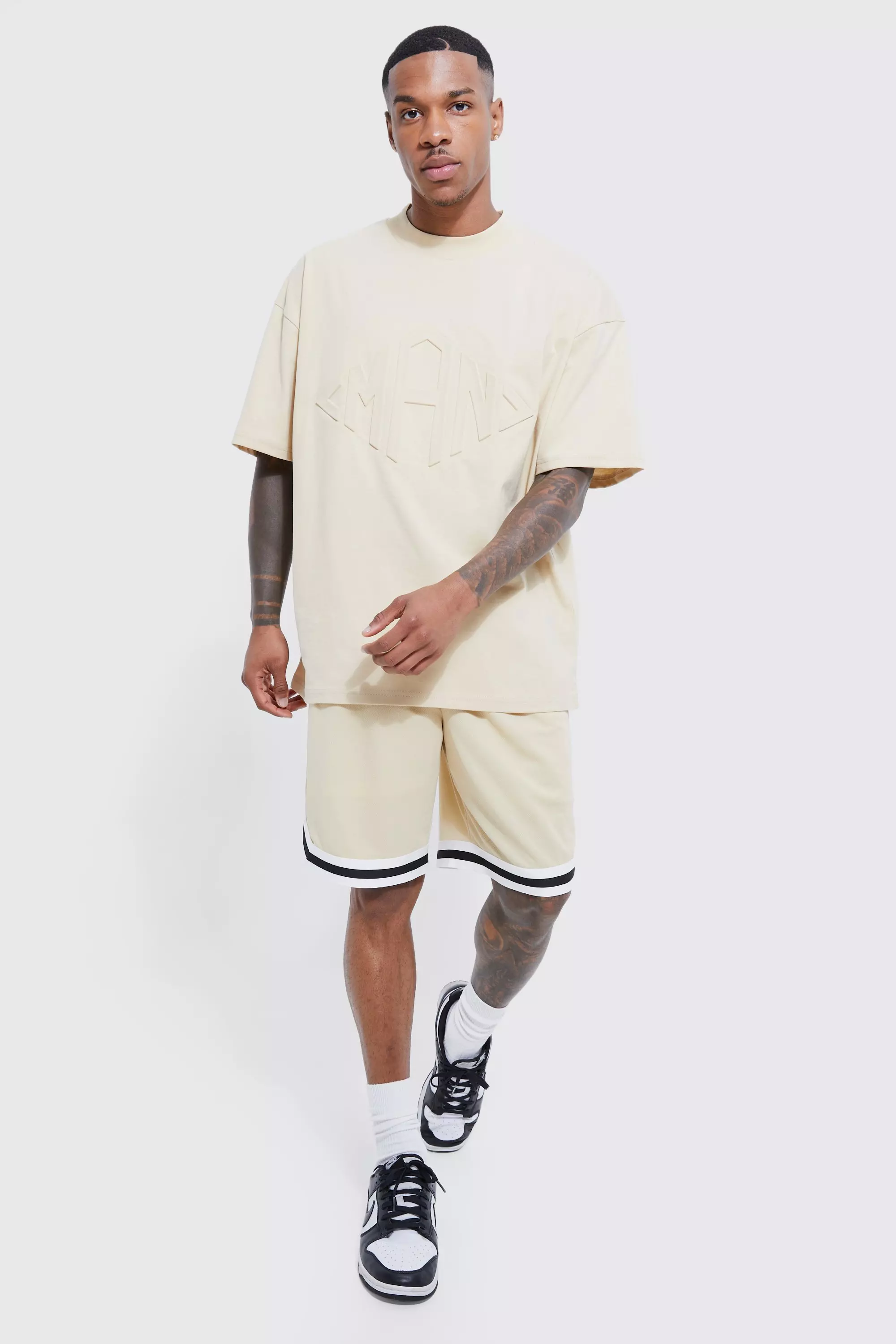 Oversized Man T-shirt And Mesh Short Set