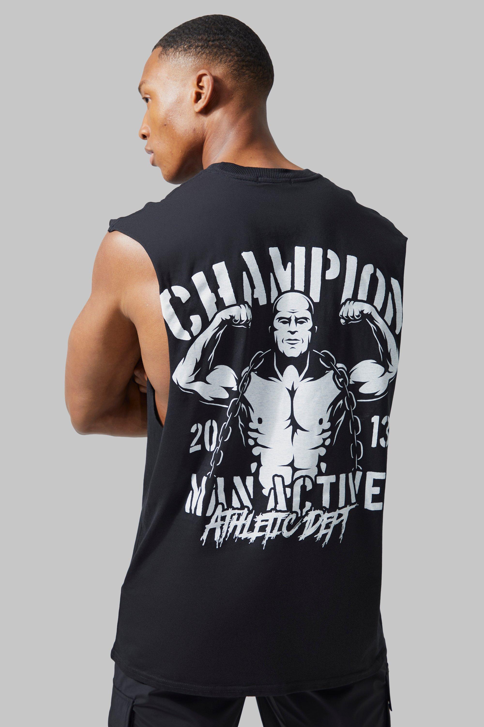Mens Black Man Active Champion Vest, Black