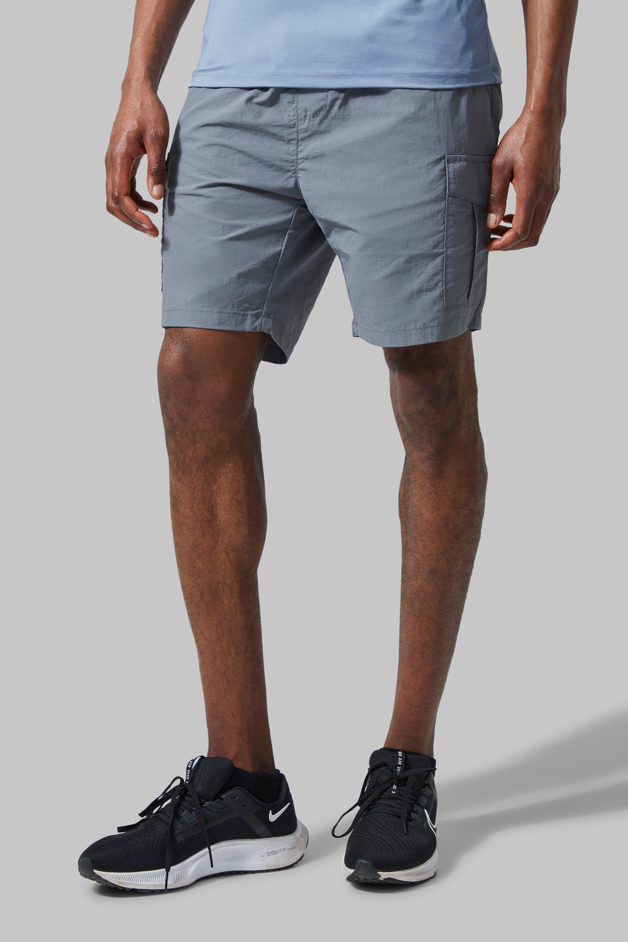 Mens Grey Man Active Nylon Cargo Shorts, Grey