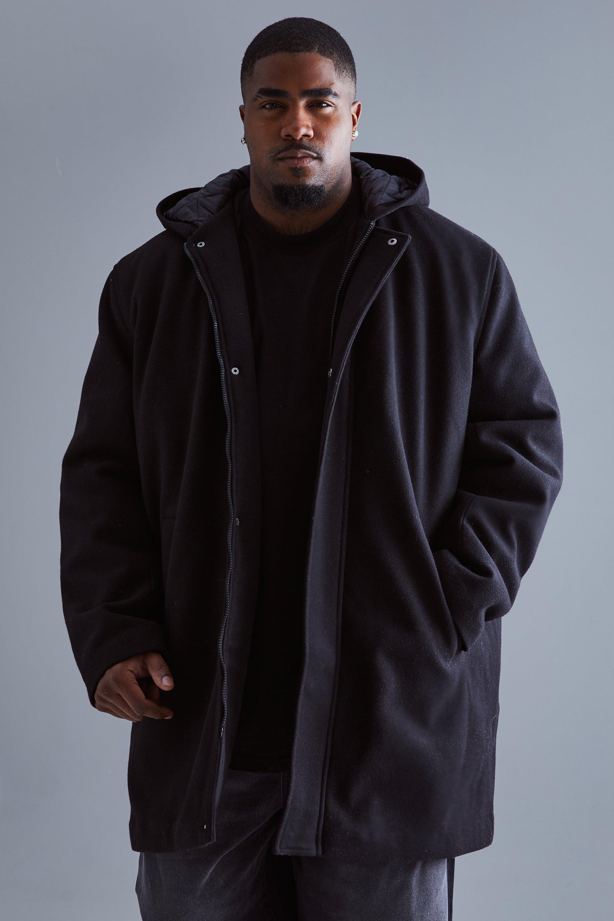 grande taille - manteau à capuche homme - noir - xxl, noir