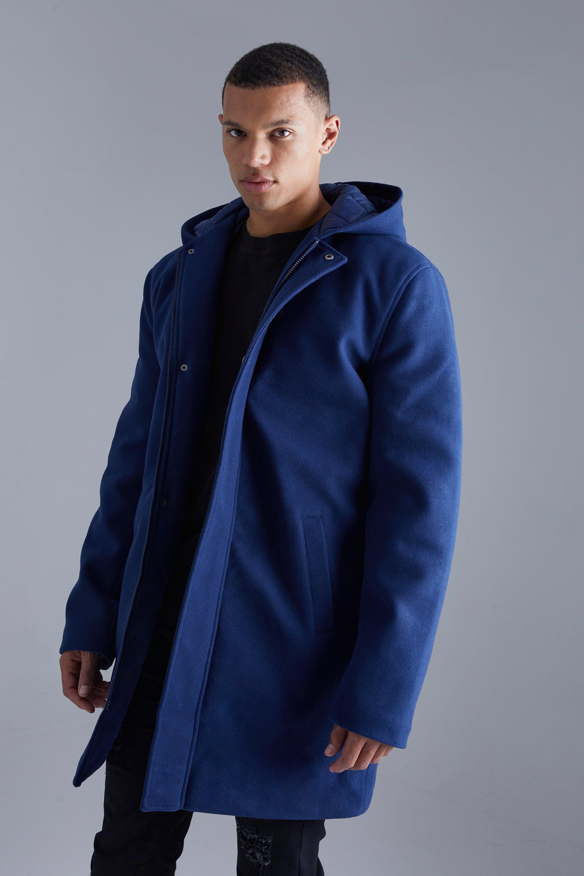 tall - manteau à capuche homme - bleu - s, bleu