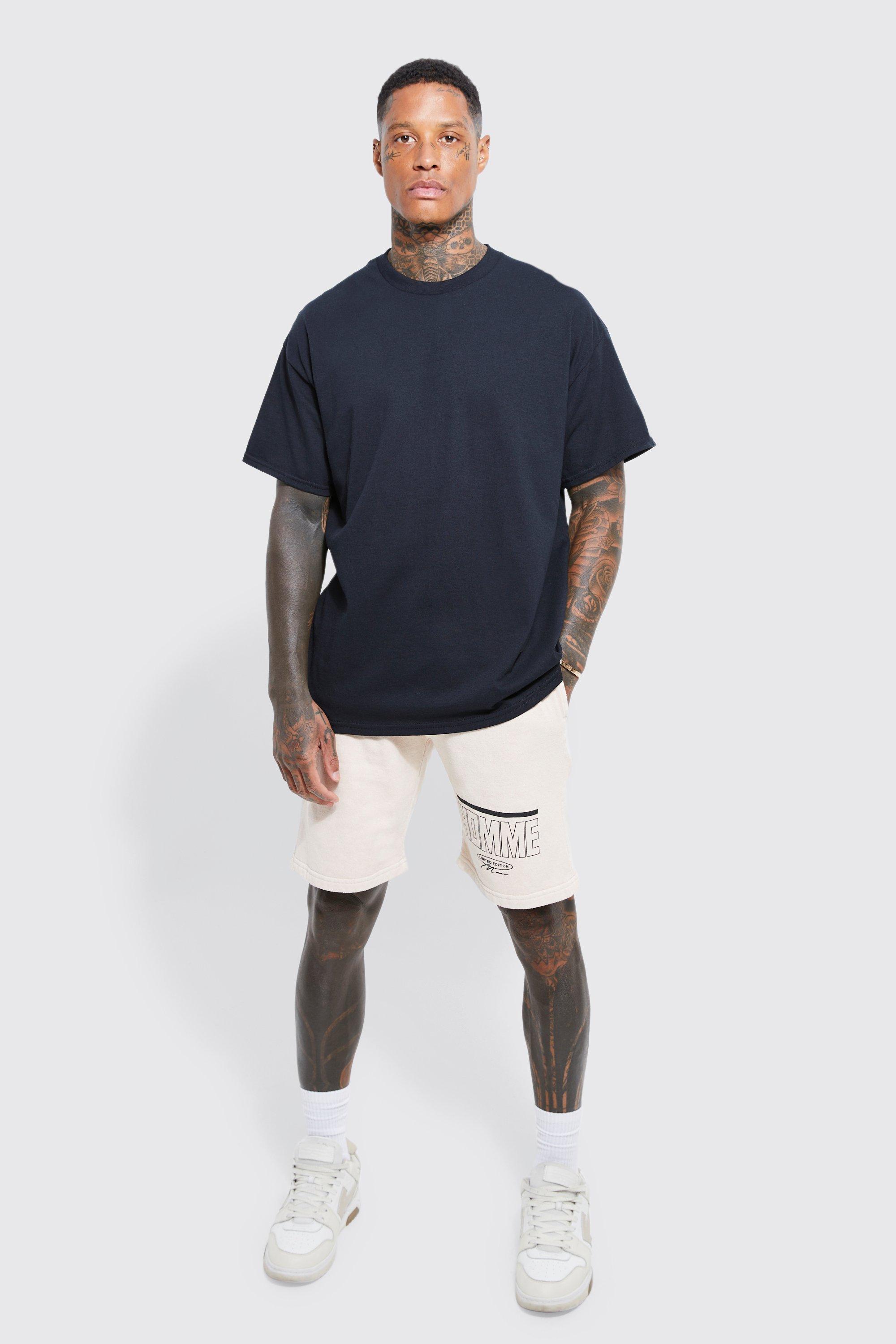Men's Oversized Overdyed Homme T-Shirt Set - Black - S, Black