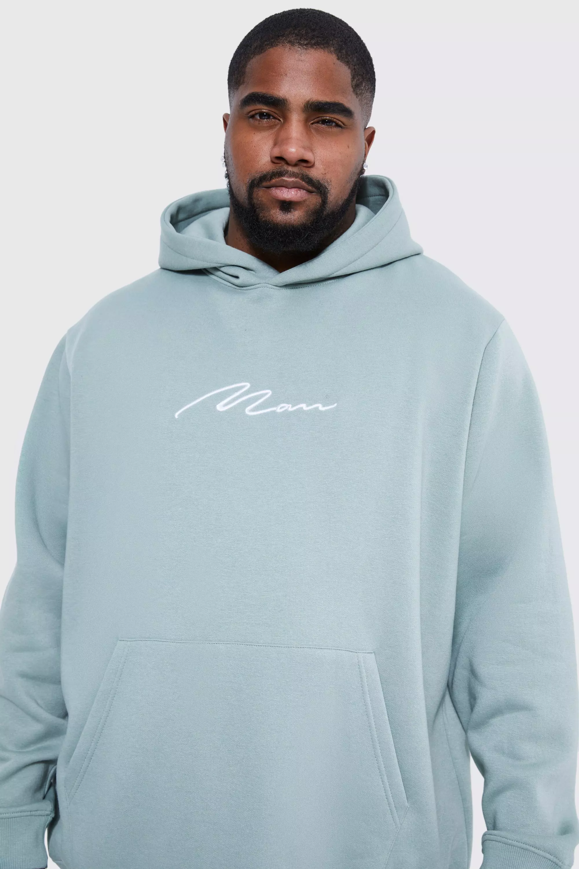 BoohooMAN Tall Man Signature Embroidered Hoodie in Green for Men