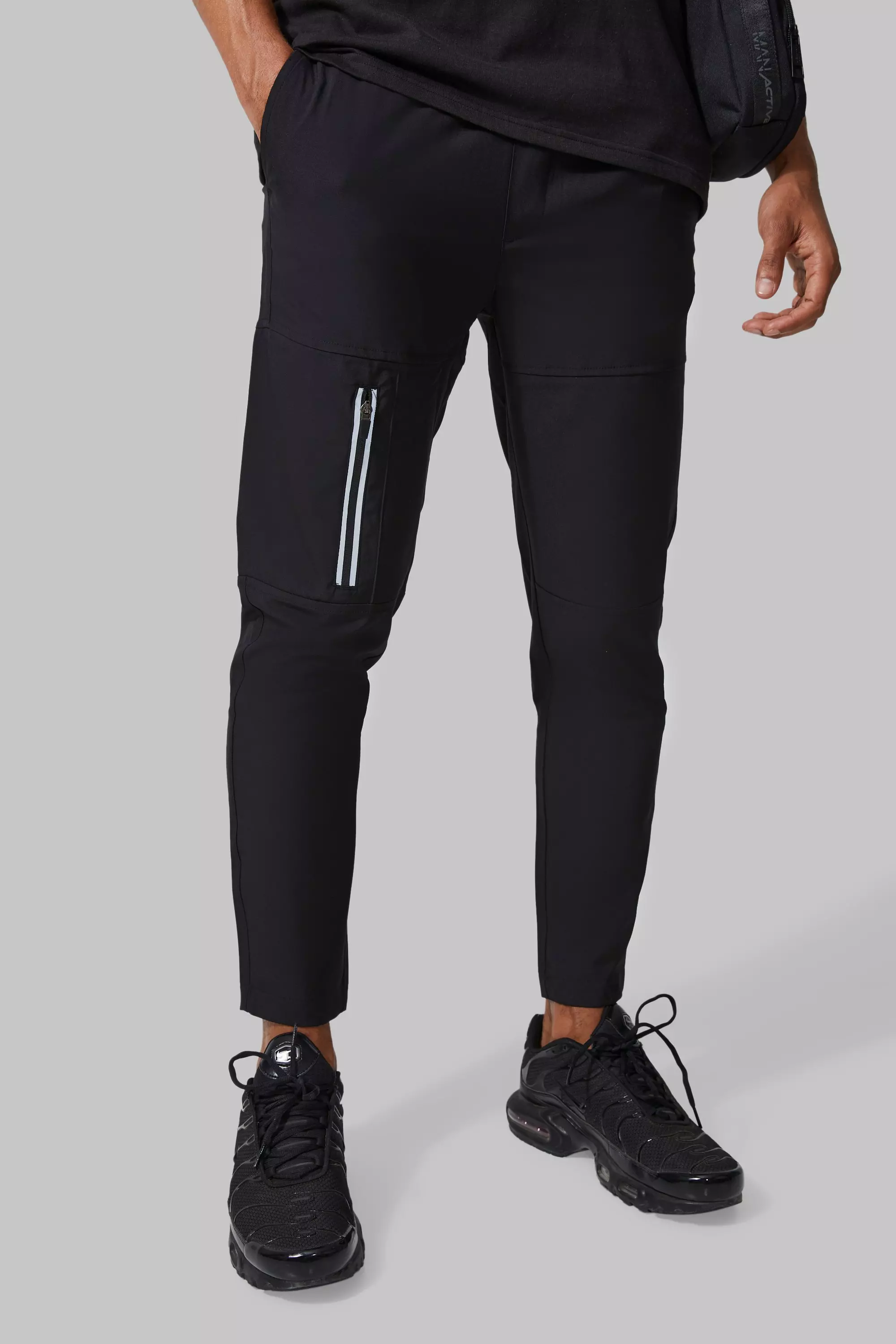 Man Active Slim Stretch Reflective Joggers boohooMAN UK