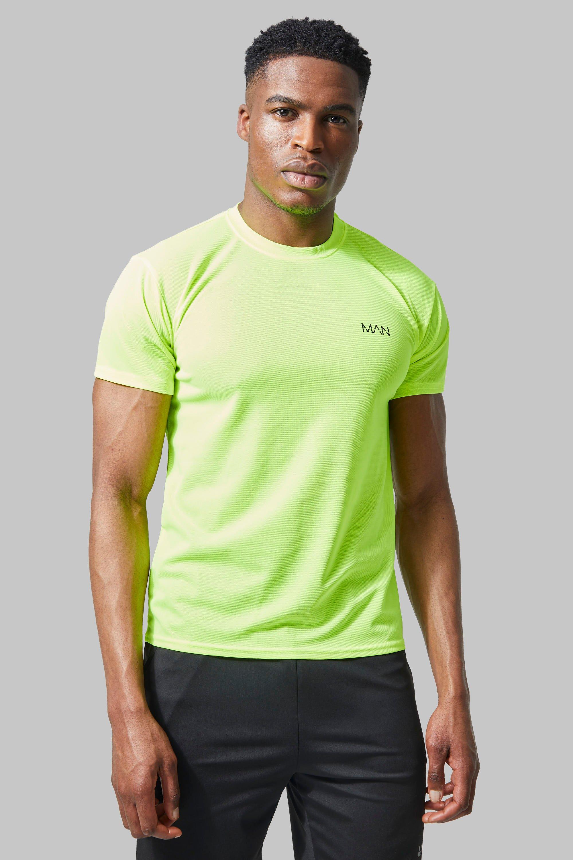 Mens Neon Man Active Slim Fit Perfomance T-shirt, Neon
