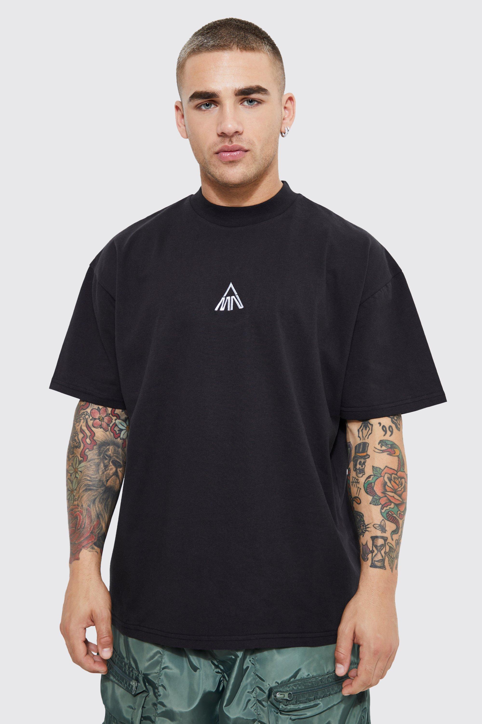 Mens Black Man Oversized Heavyweight T-shirt, Black