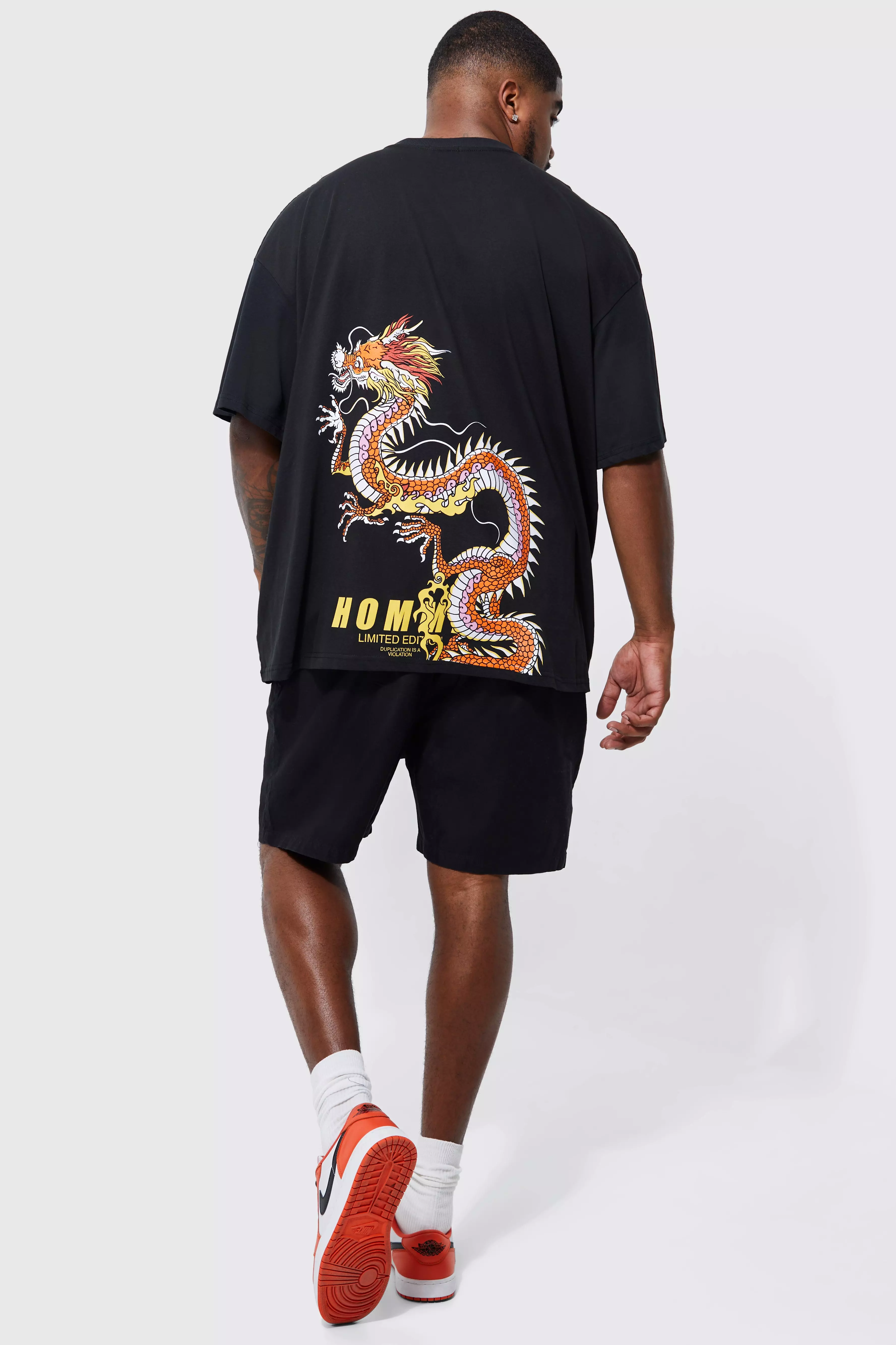 Tall Dragon Oversized Back Print T-shirt