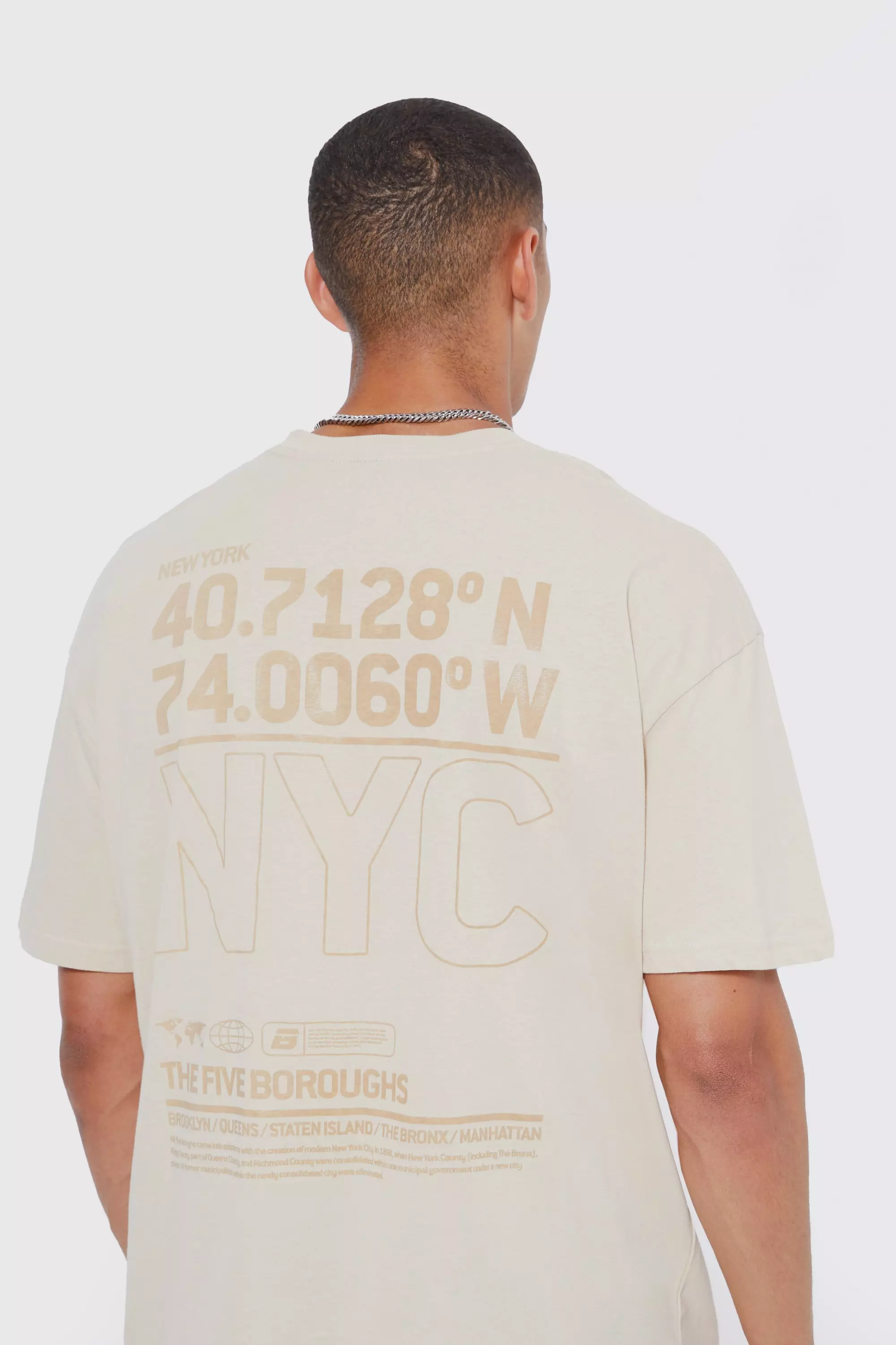 Sand New York Graphic Oversized T Shirt