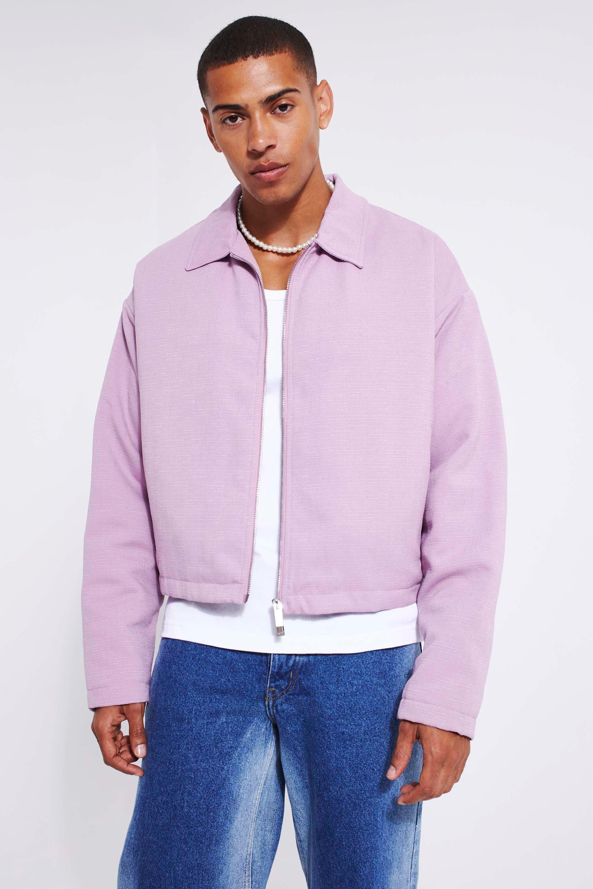 veste harrington bouclée homme - violet - xl, violet