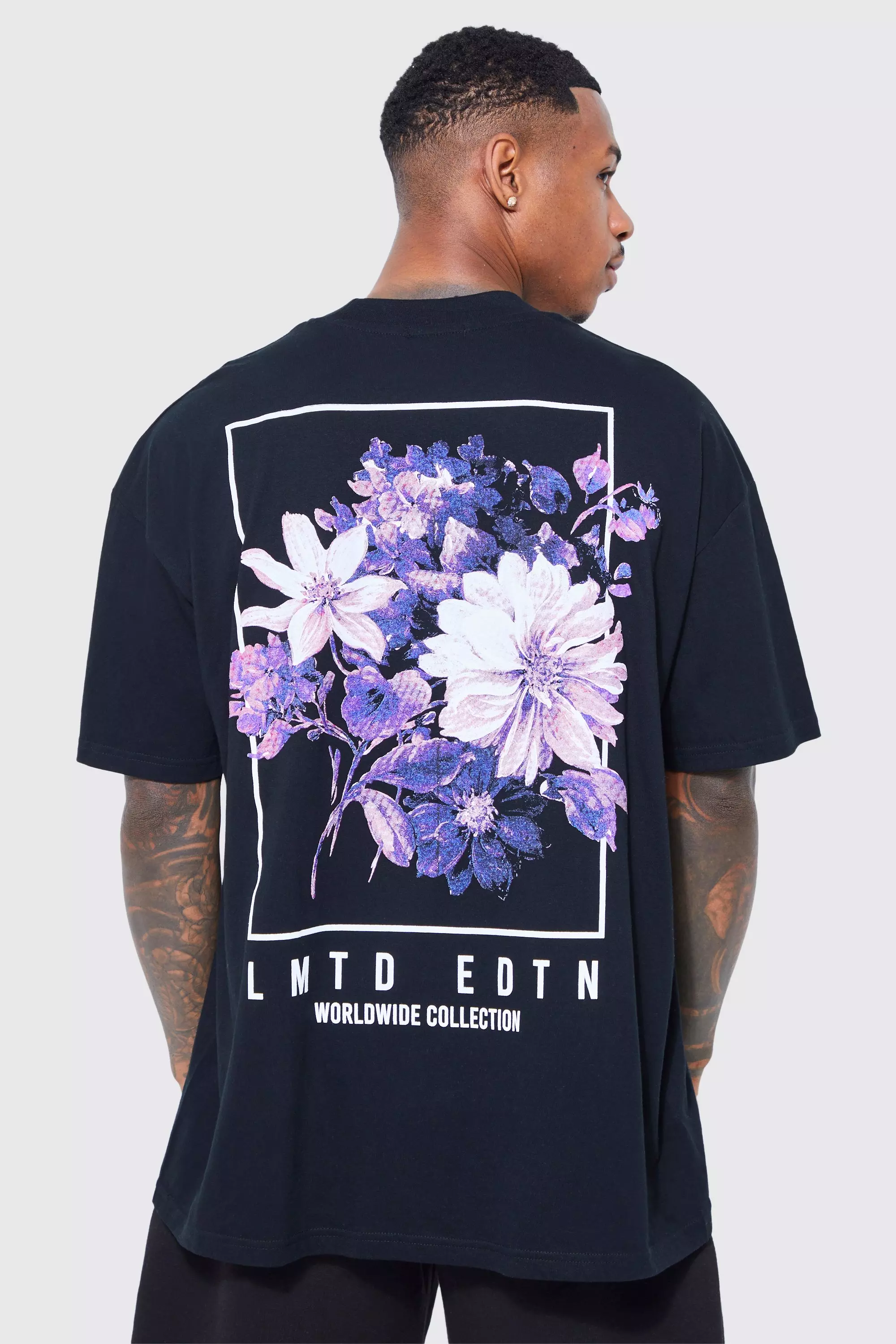 Oversized Floral Back Graphic T-shirt