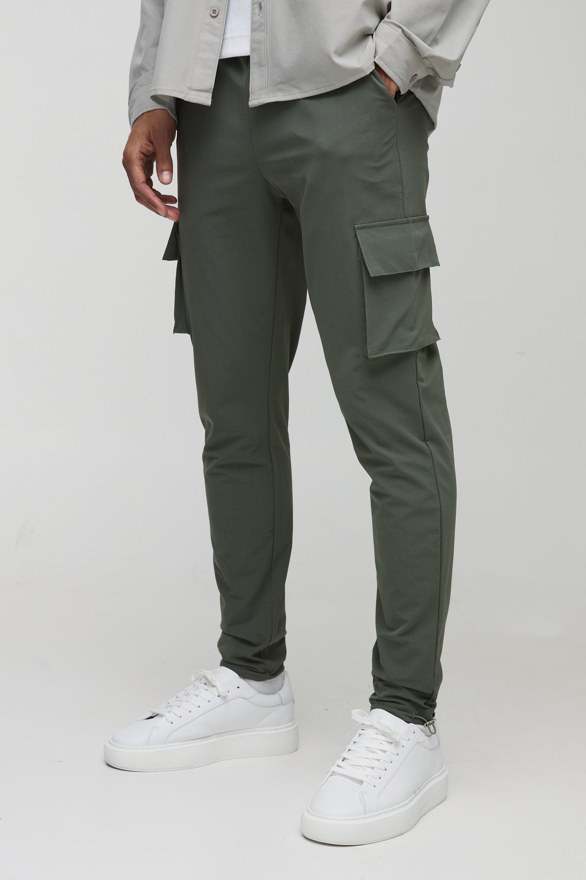 Pantaloni Cargo leggeri in Stretch Skinny Fit elasticizzati, Verde