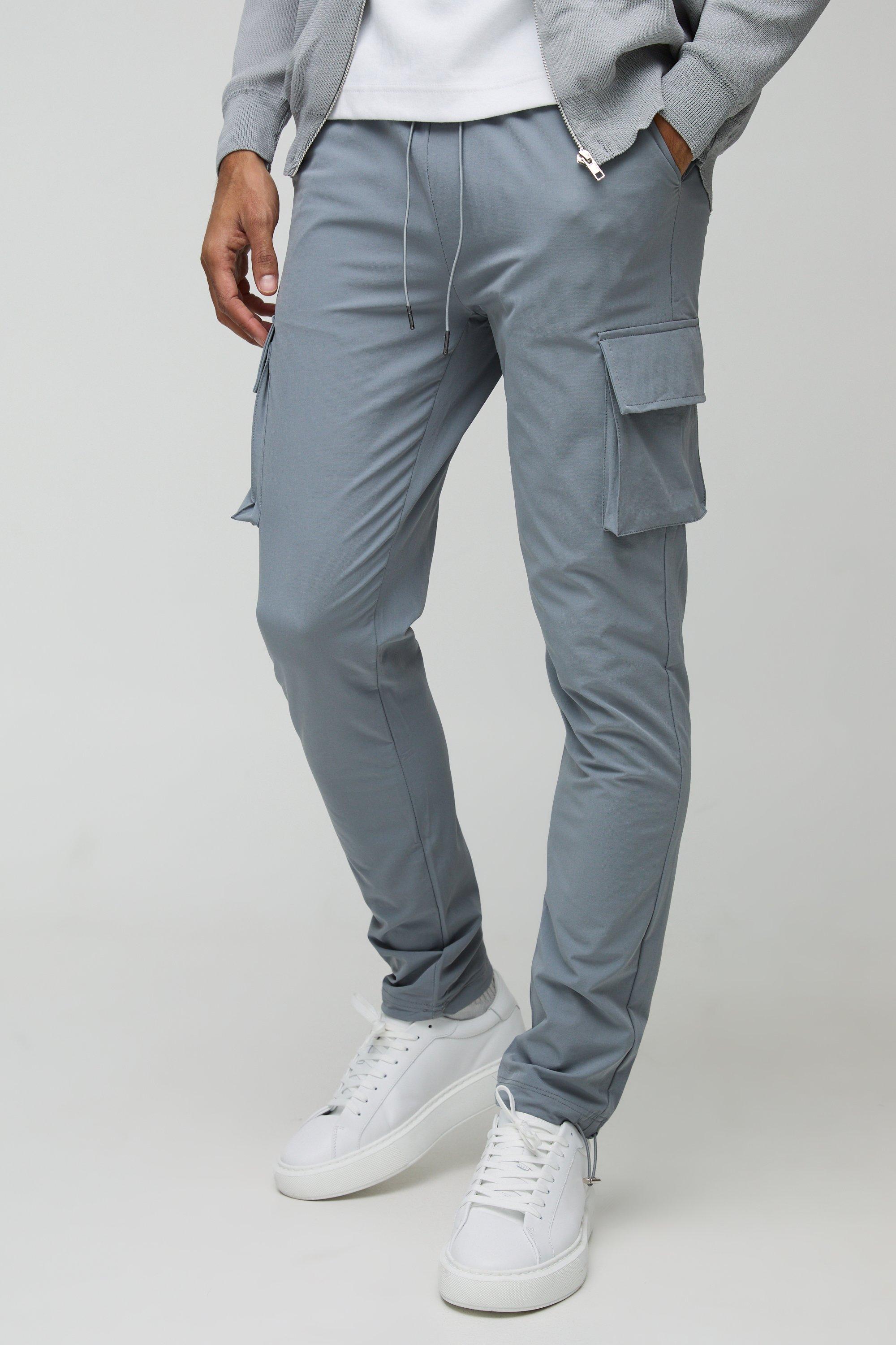 Pantaloni Cargo leggeri in Stretch Skinny Fit elasticizzati, Grigio