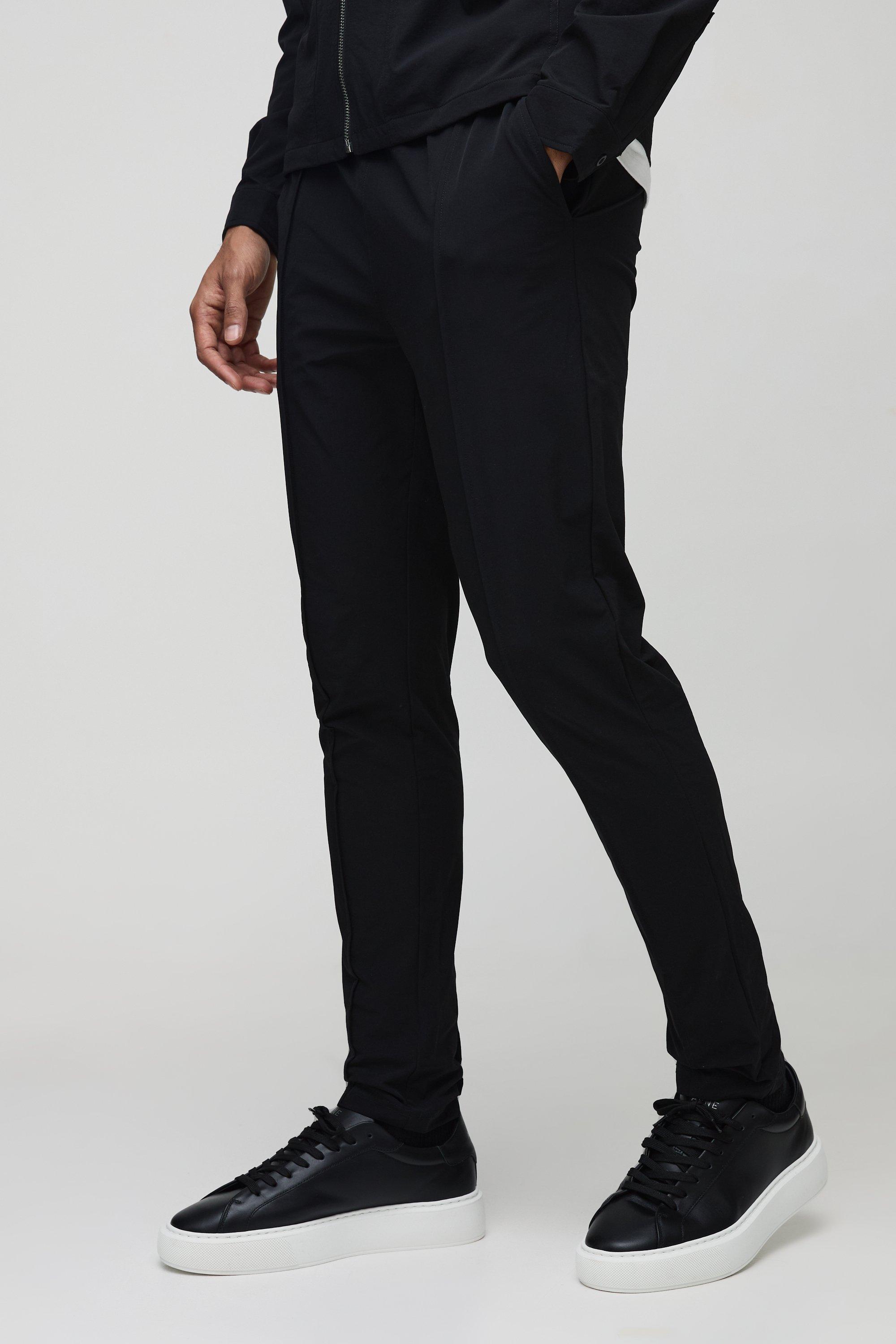 Image of Pantaloni Stretch Skinny Fit leggeri con nervature, Nero