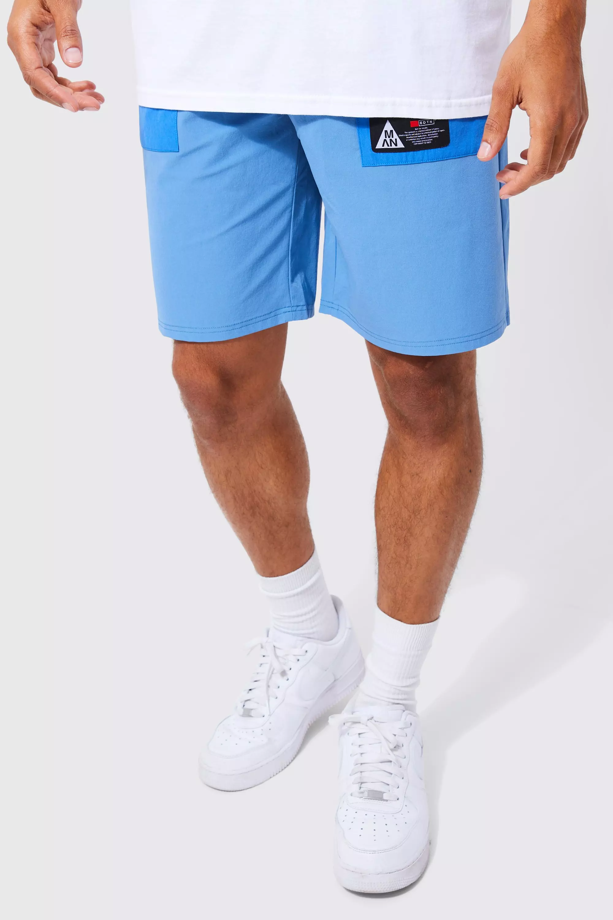 Nike color block woven shorts in blue