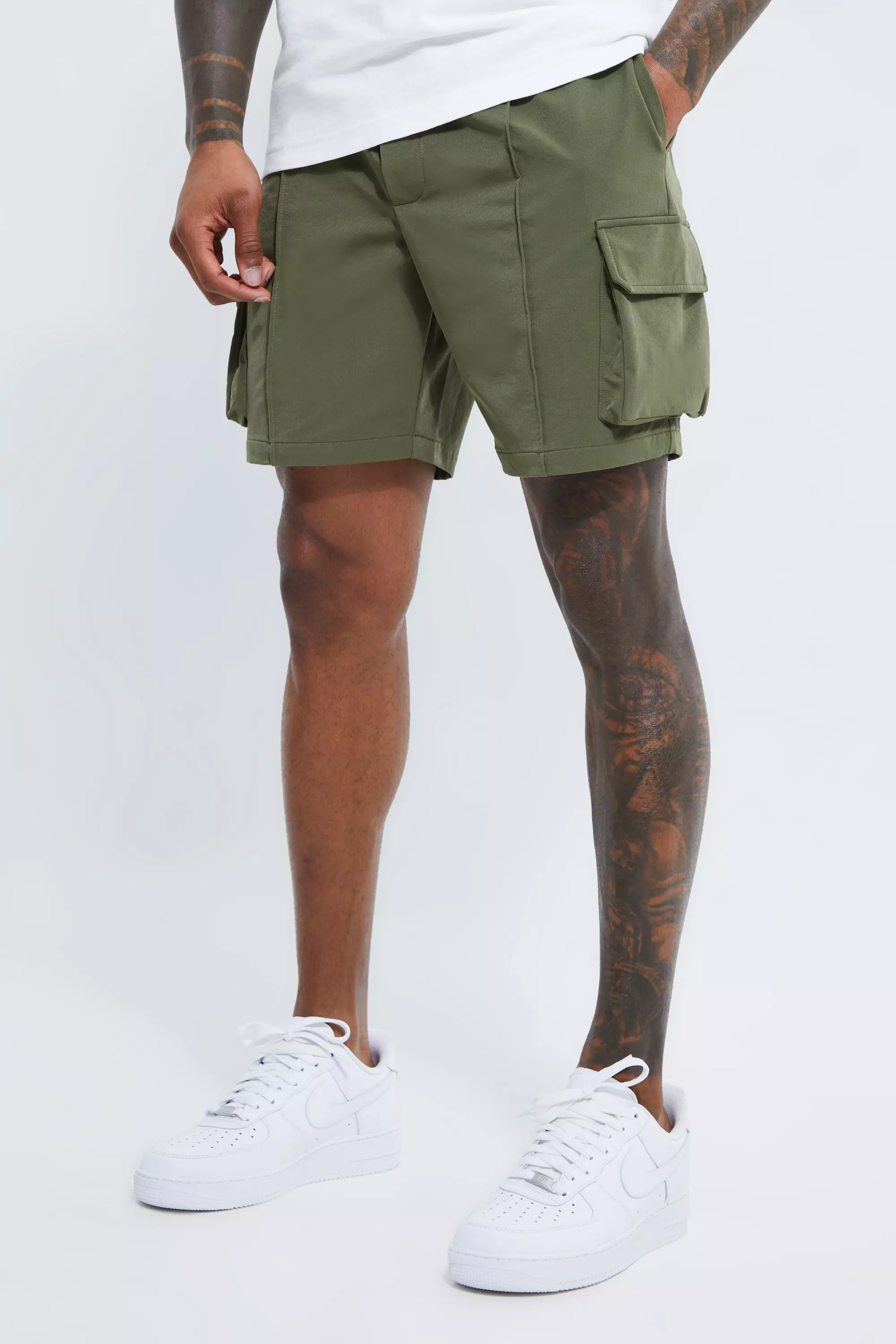 Mens slim hot sale cargo shorts