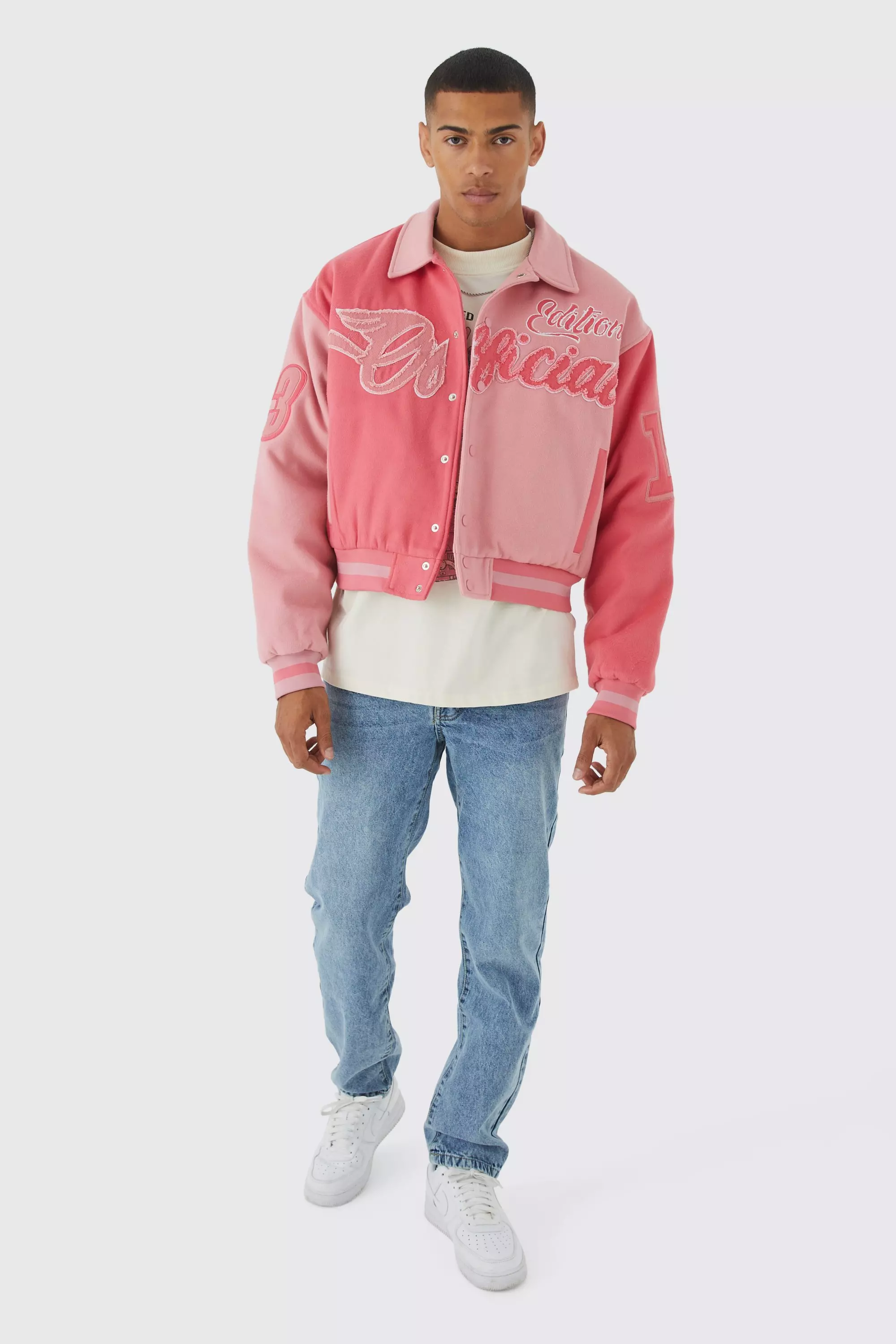 Boohooman pink sale jacket