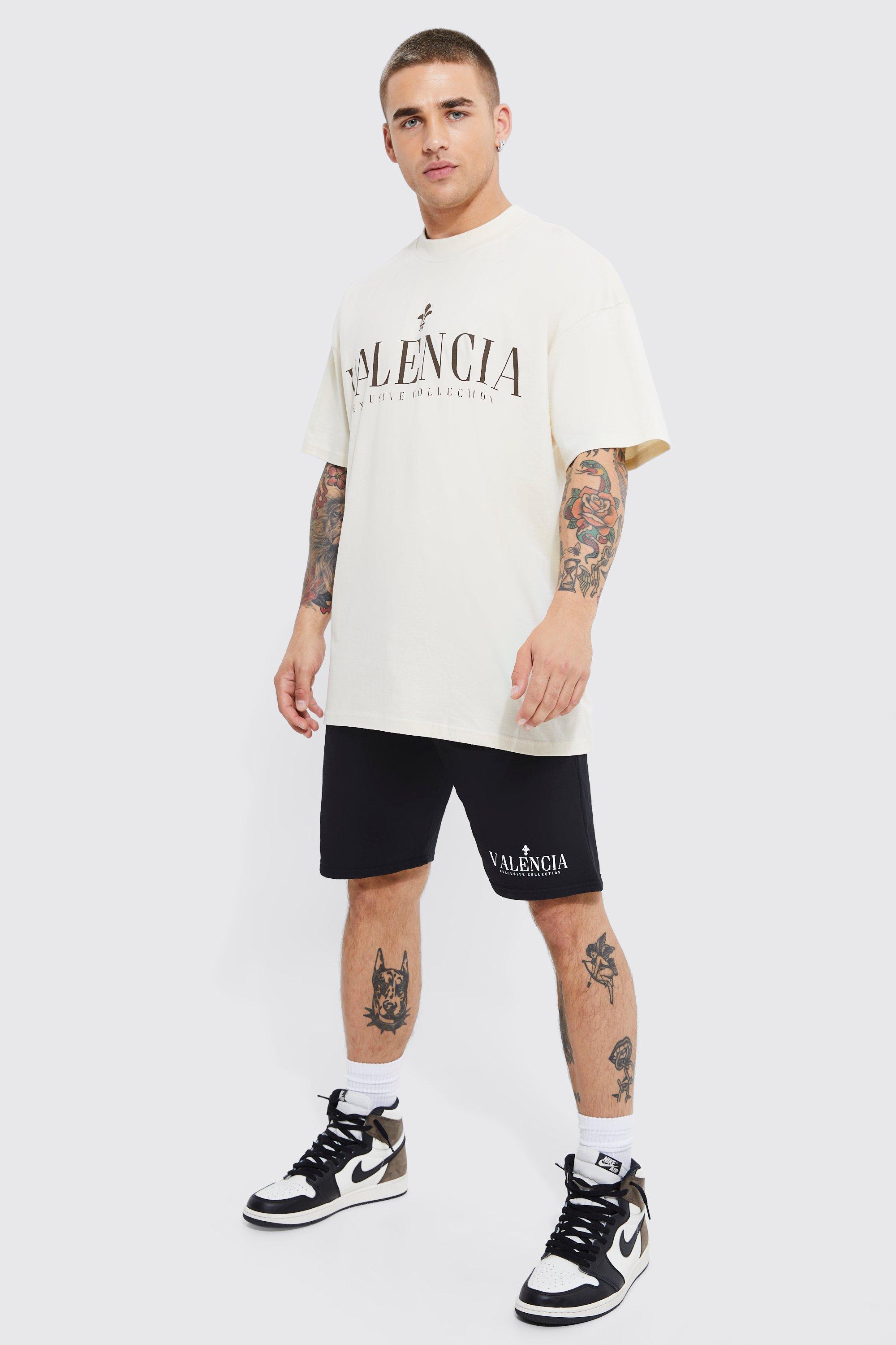 Mens Black Oversized Valencia T-shirt And Short Set, Black