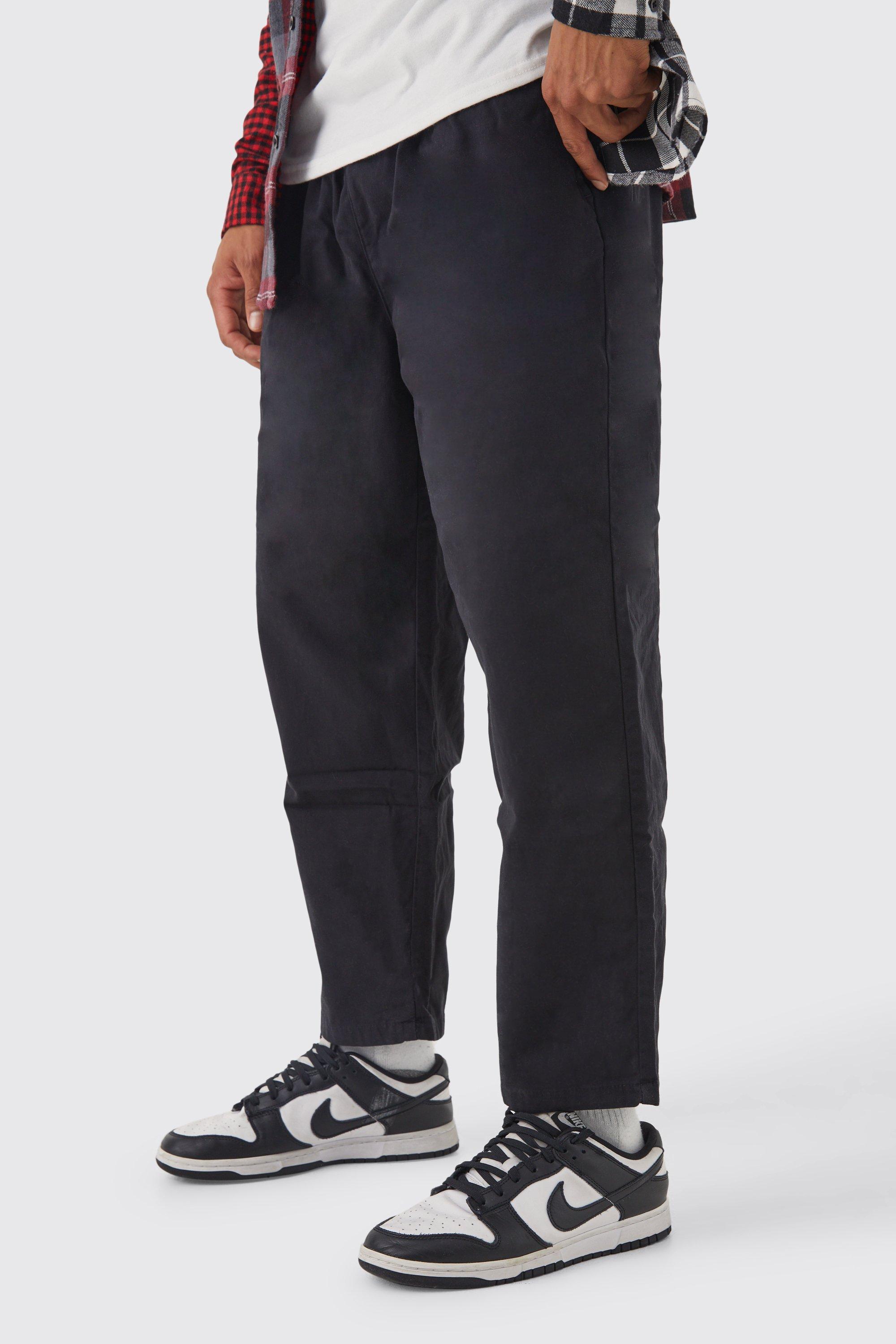 pantalon chino à taille élastiquée homme - noir - l, noir