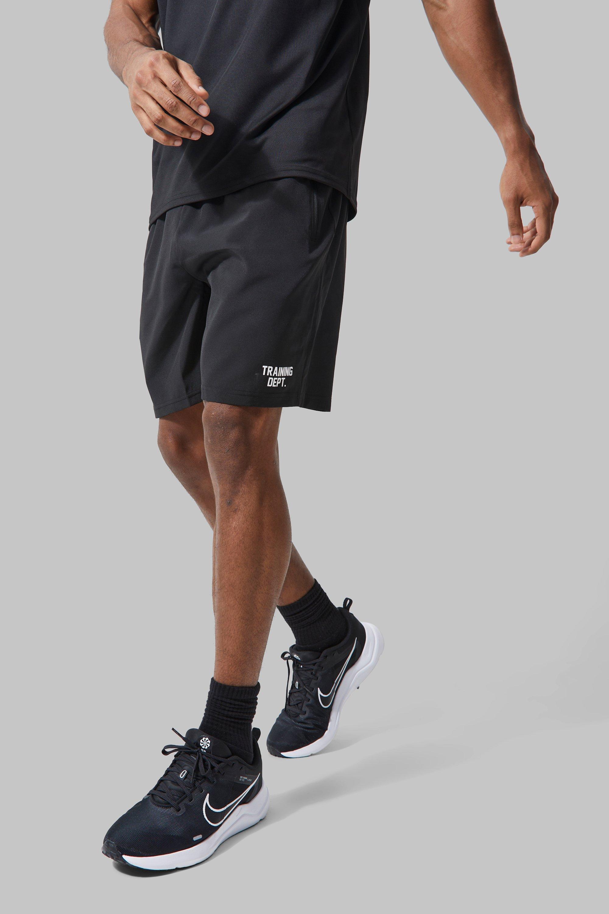 Mens Black Man Active Performance Training Dept Shorts, Black