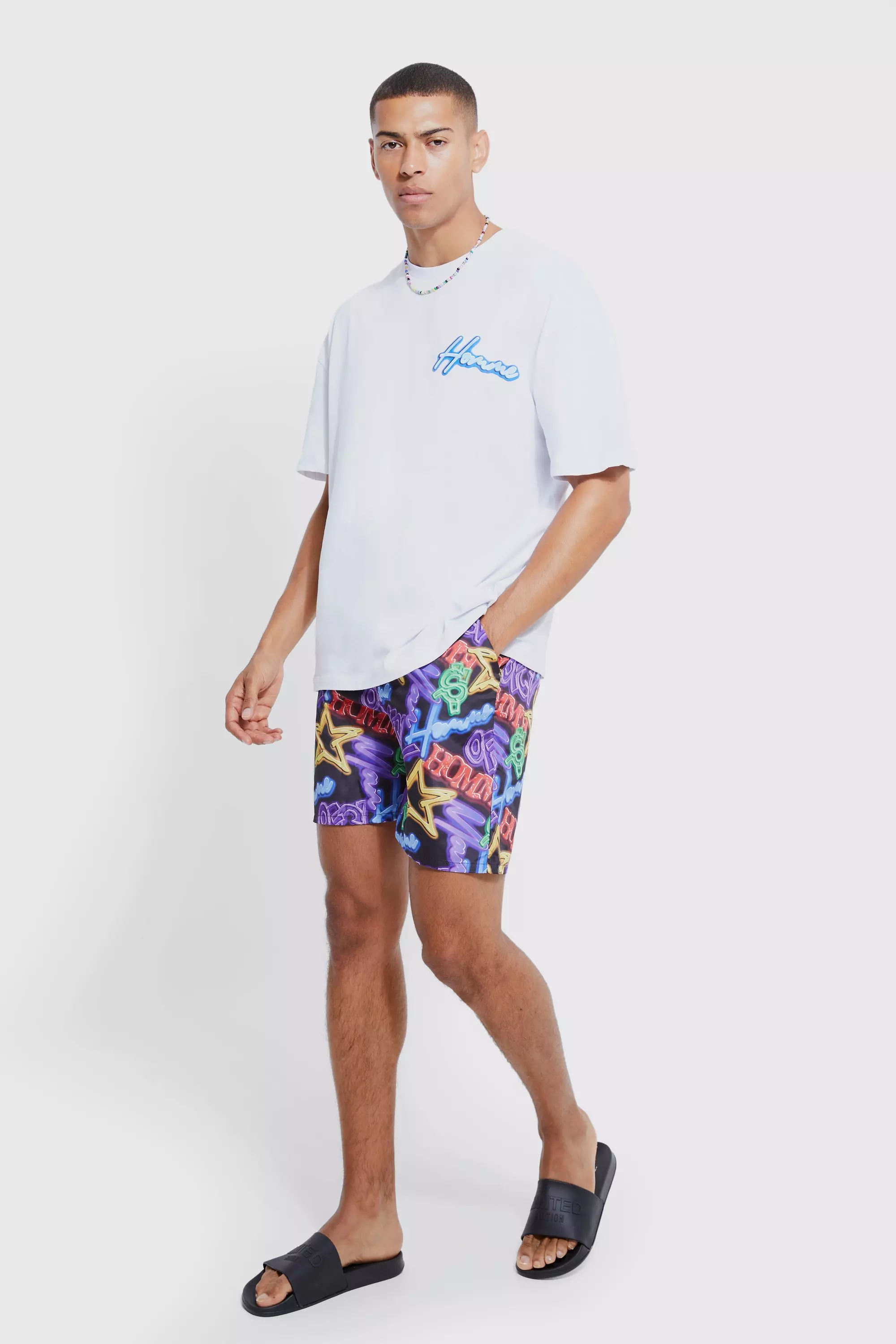 Oversized Homme T-shirt & Swim Short Set