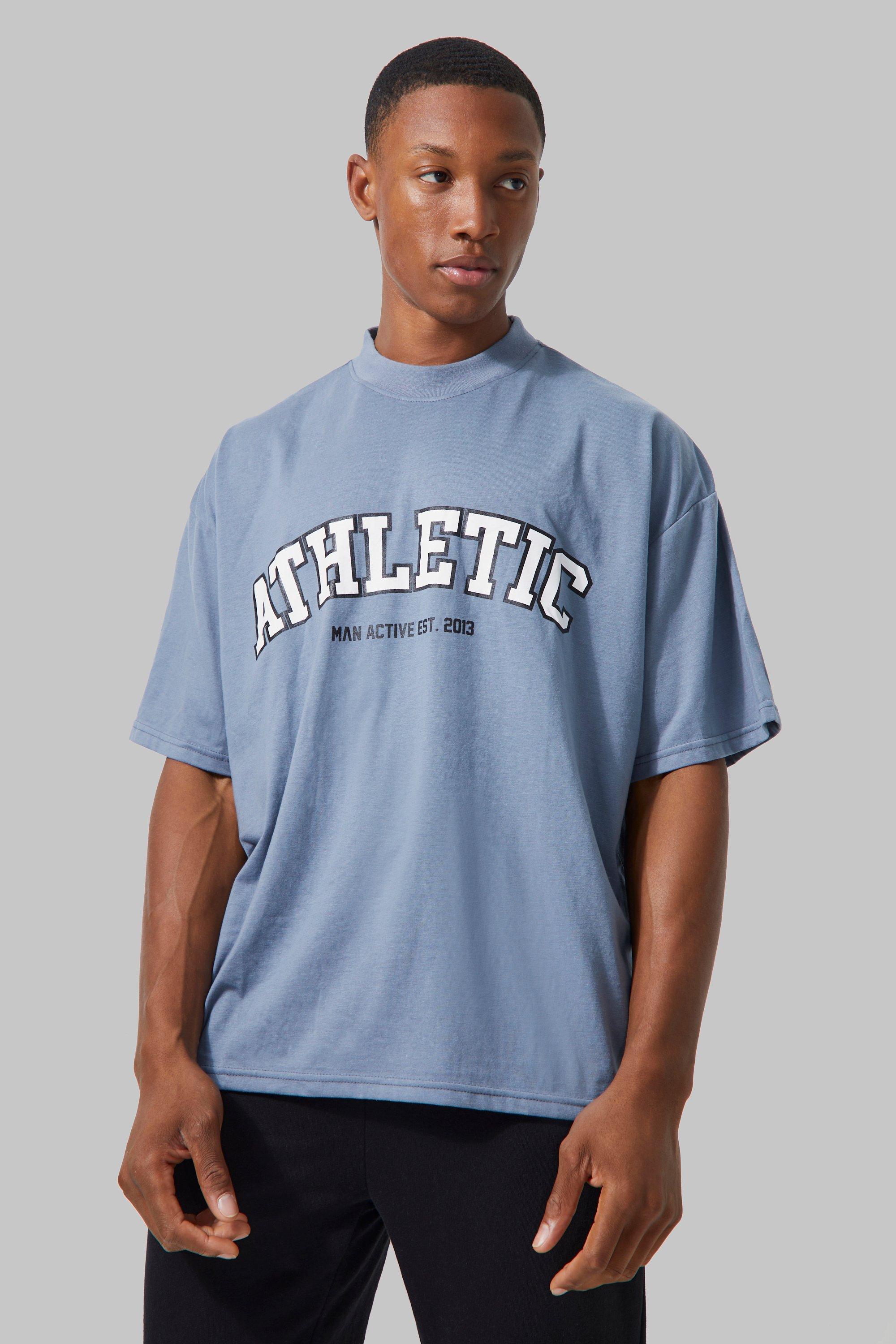 Mens Blue Man Active Gym Athletic Boxy Fit T-shirt, Blue
