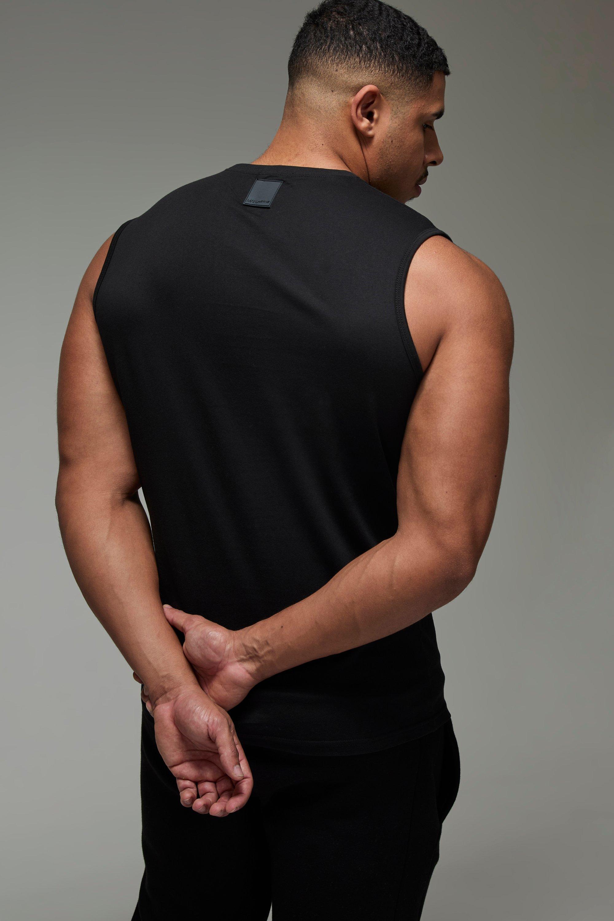 Mens Black Man Active Regular Fit vest Top, Black