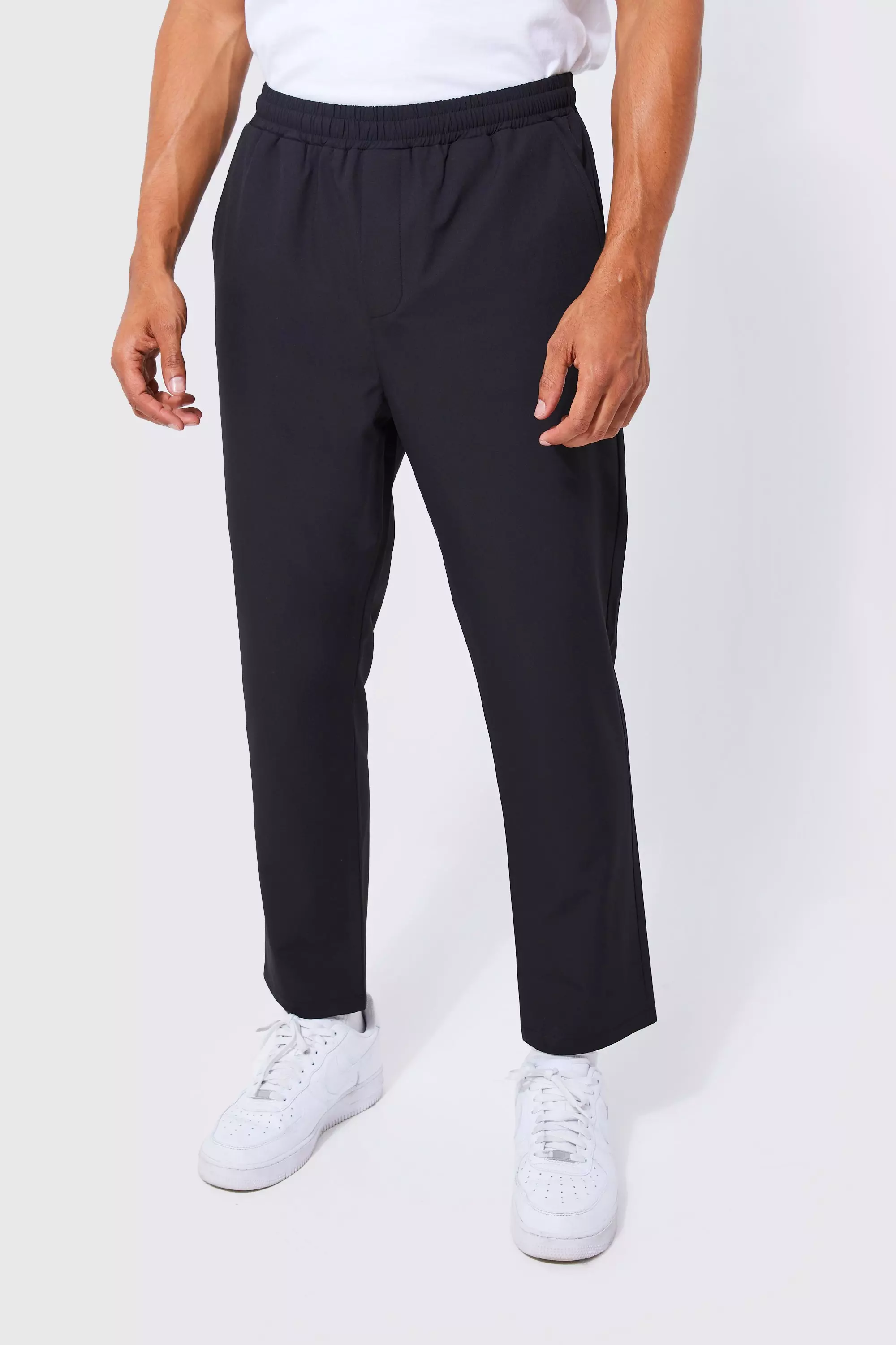 Elasticated Tapered 4 Way Stretch Smart Trousers