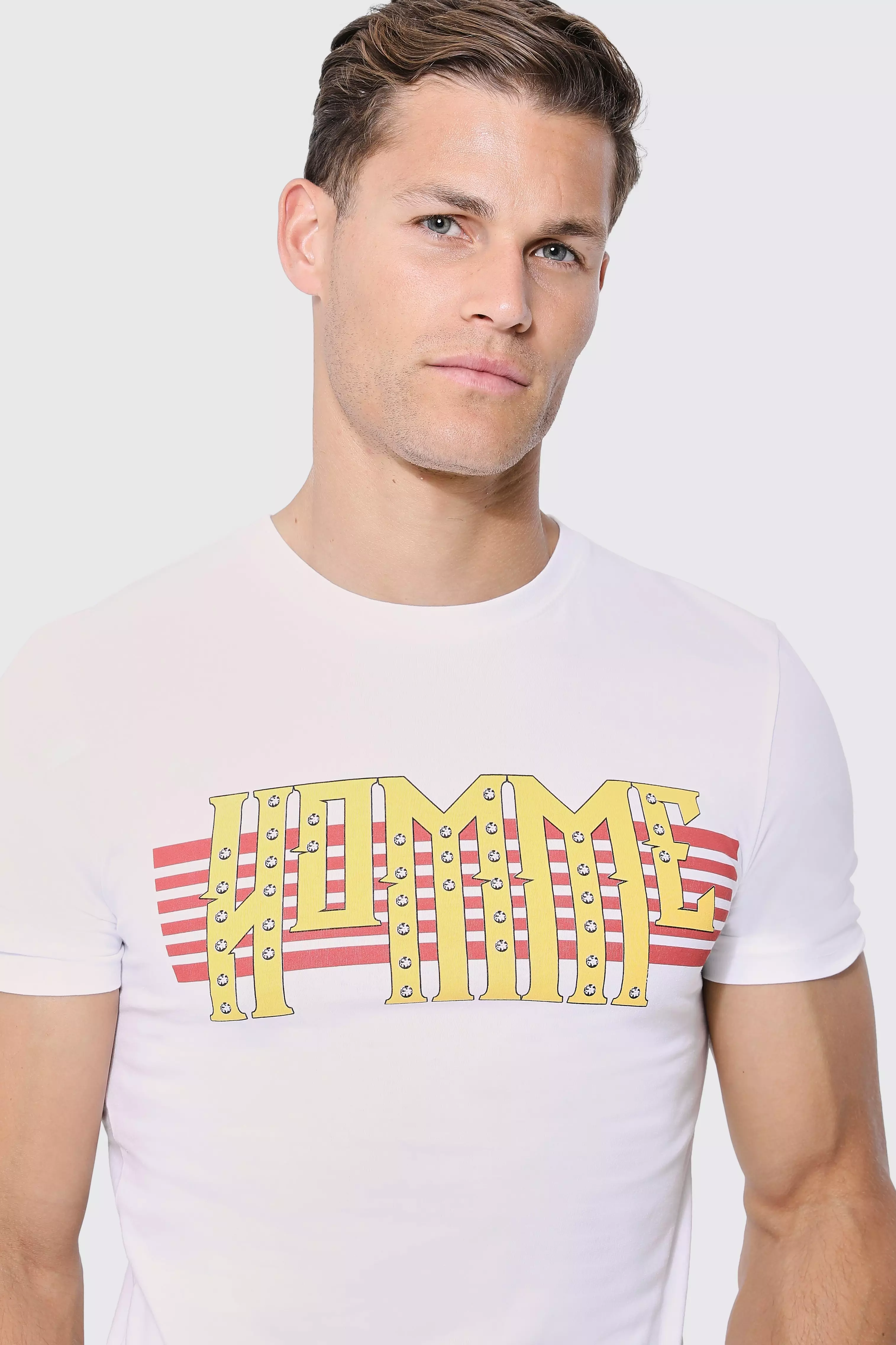 Tall Muscle Fit Homme Print T shirt boohooMAN USA