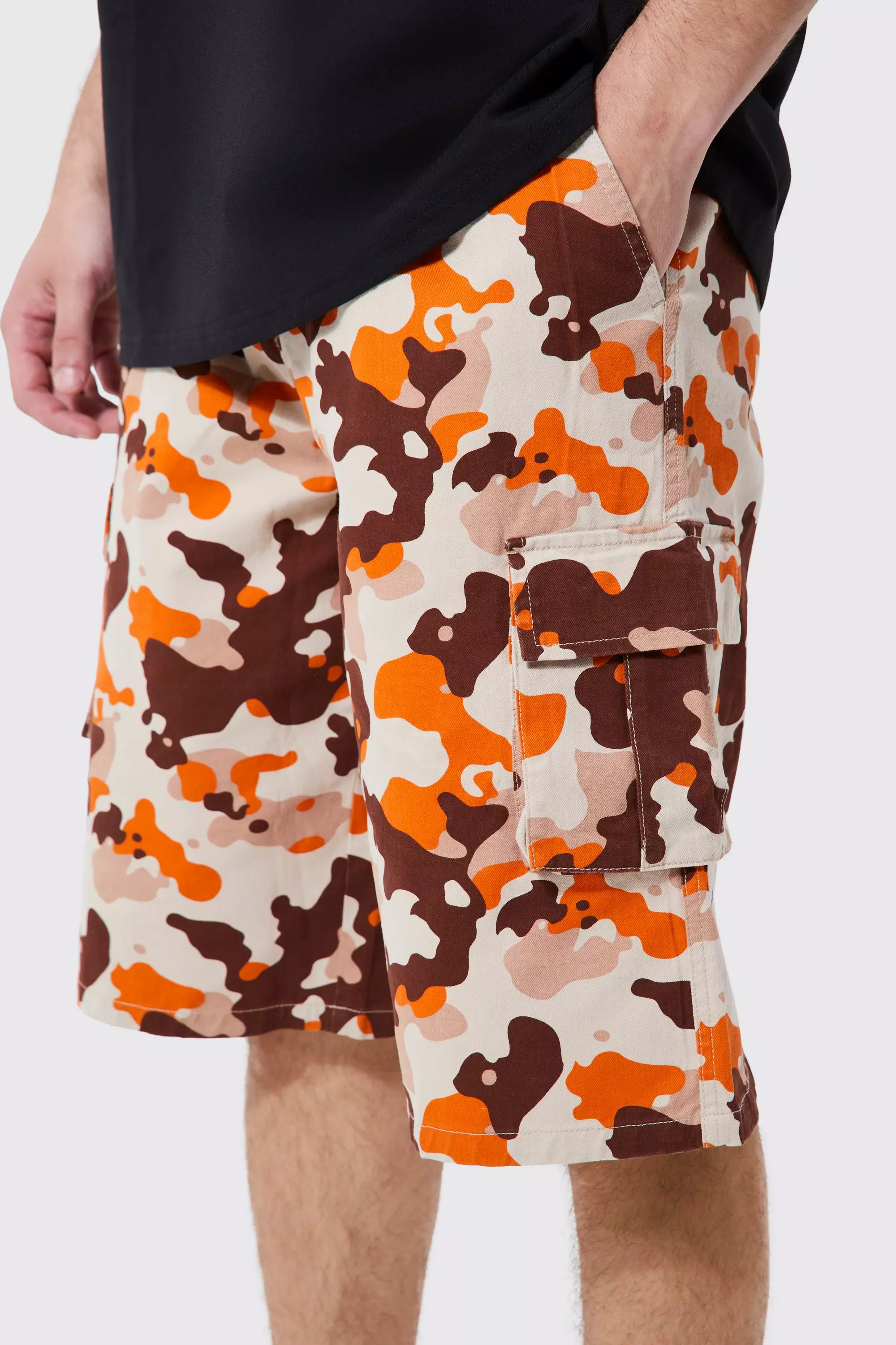 Mens camo shorts elastic hot sale waist