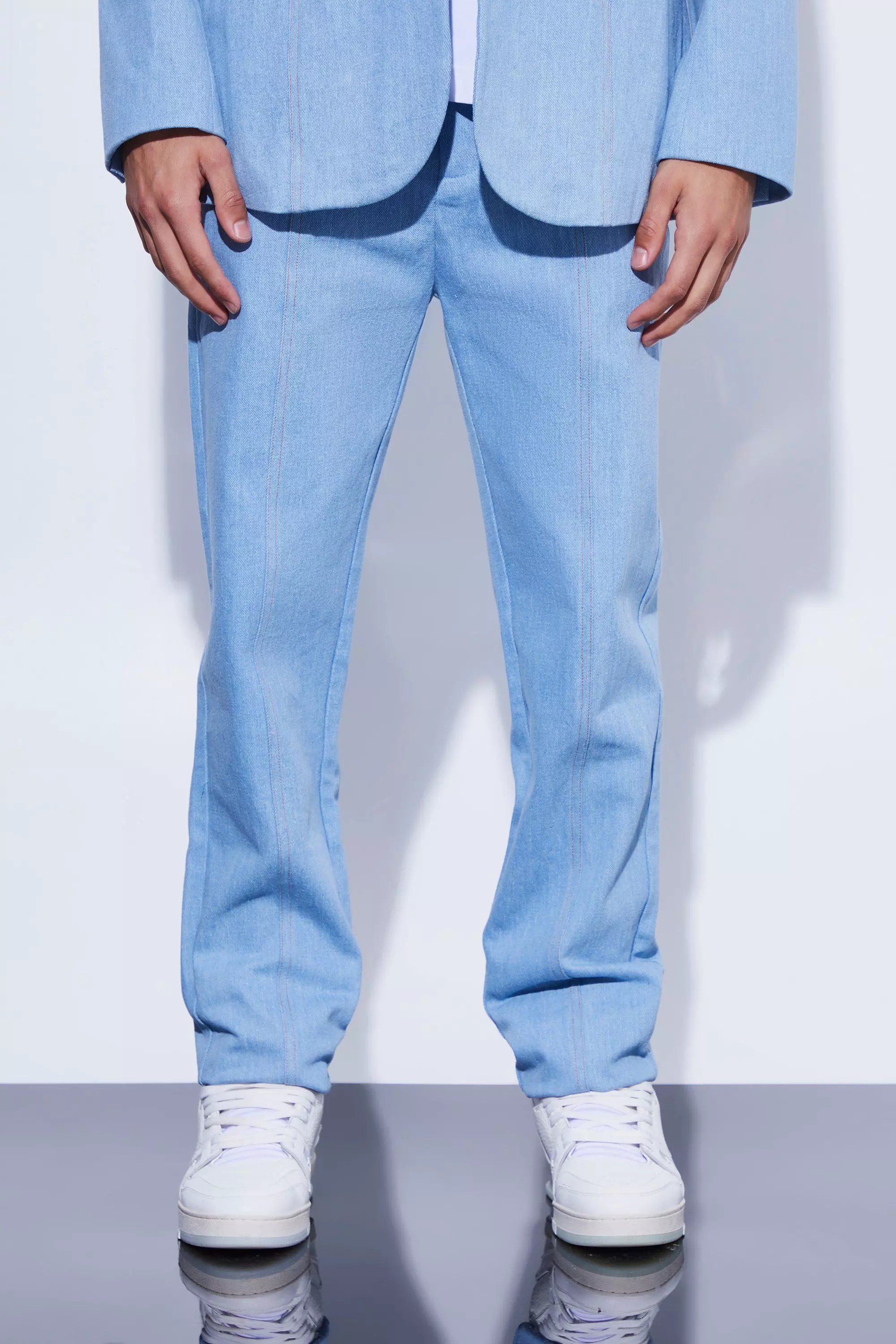 boohooMAN Straight Leg Denim Patchwork Jeans - Size 30R