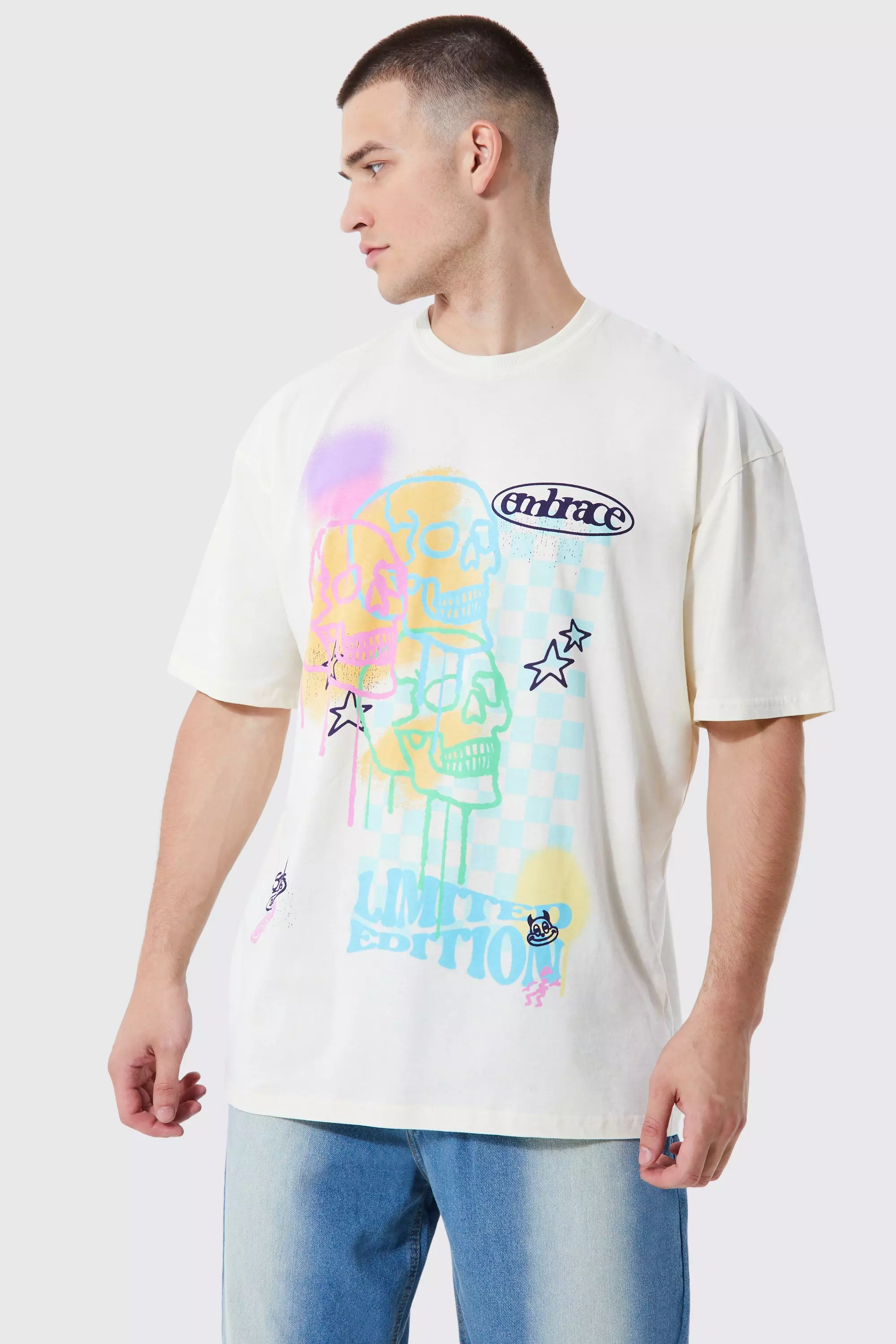 GRAFFITI PRINT T-SHIRT - Ecru