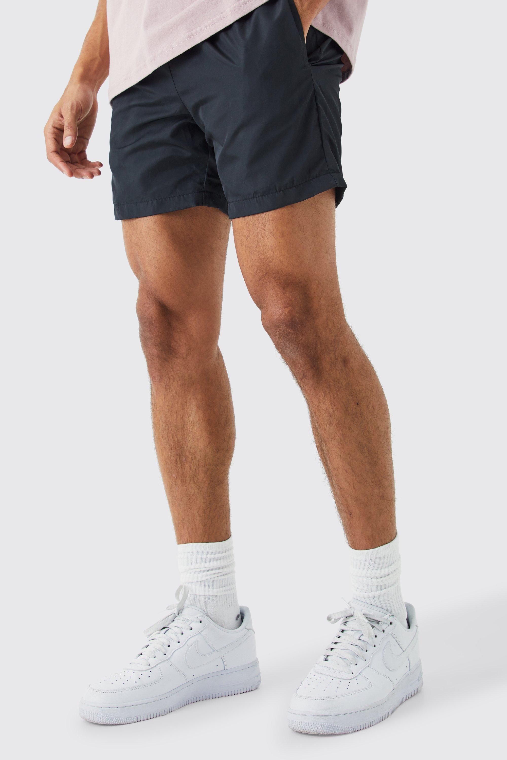 Mens Black Elasticated Waist Toggle Shorts, Black