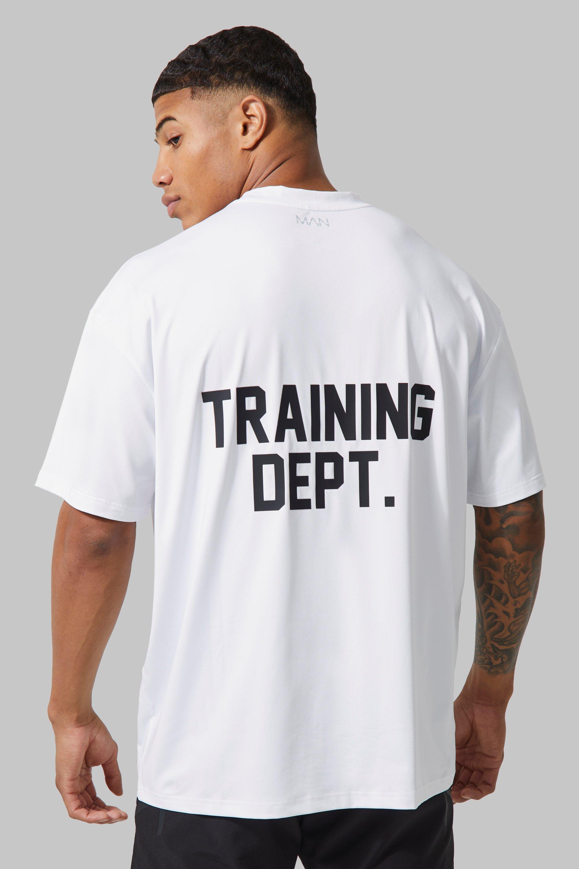 Mens White Man Active Training Dept Performance Oversized T Shirt, White