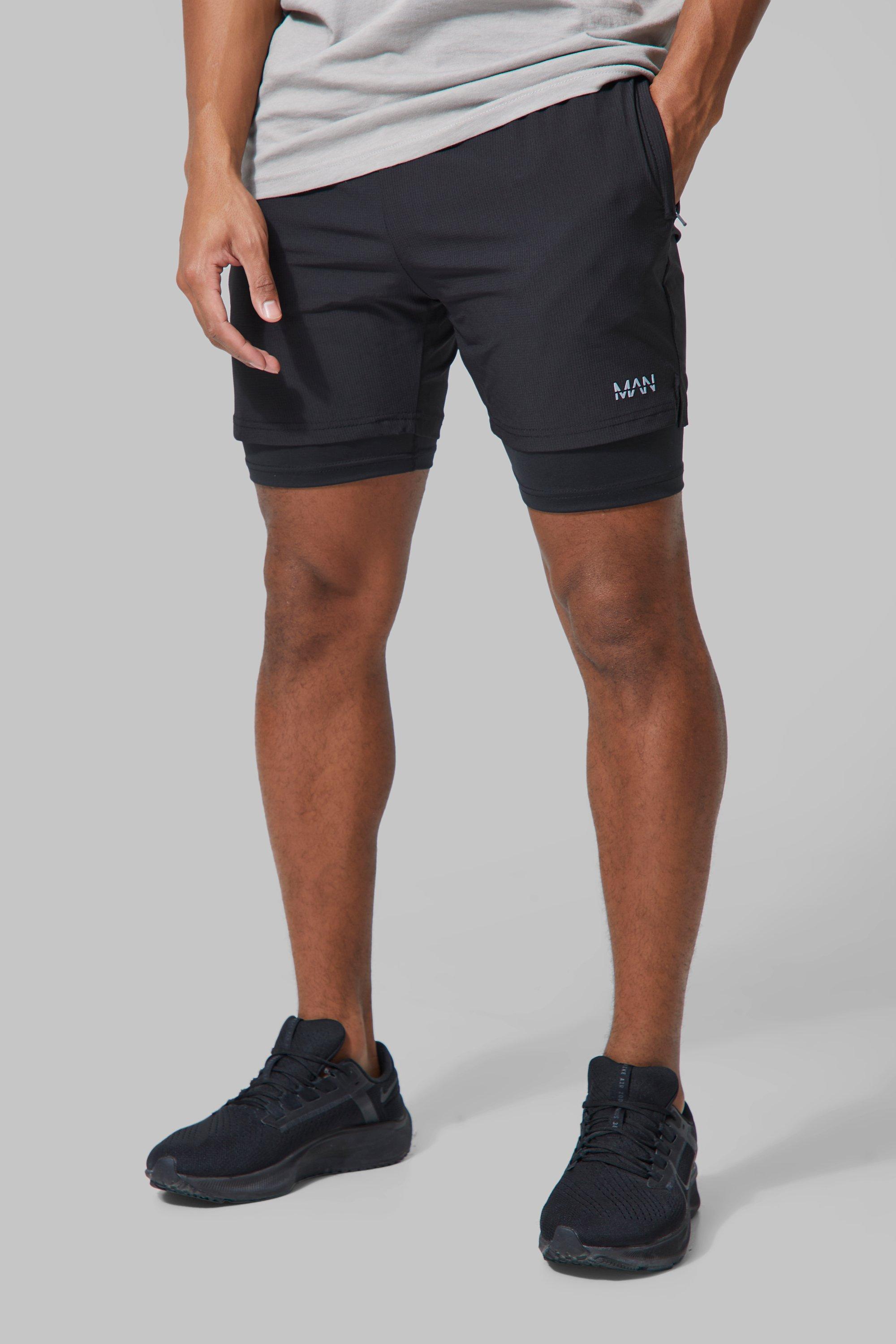 Mens Black Man Active Gym 5inch 2-in-1 Regular Fit Short, Black