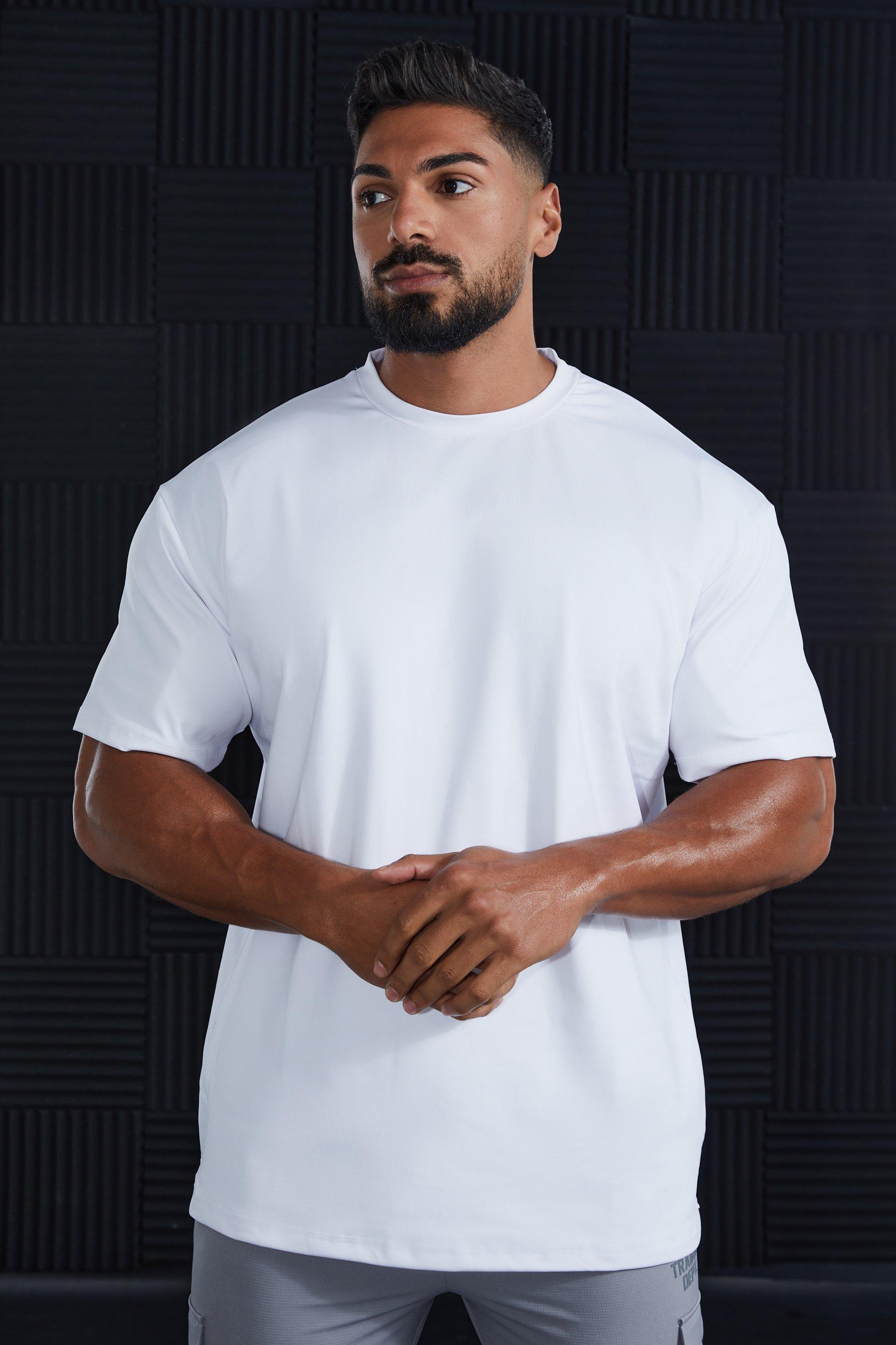 men's tall man gym oversized performance t-shirt - white - s, white