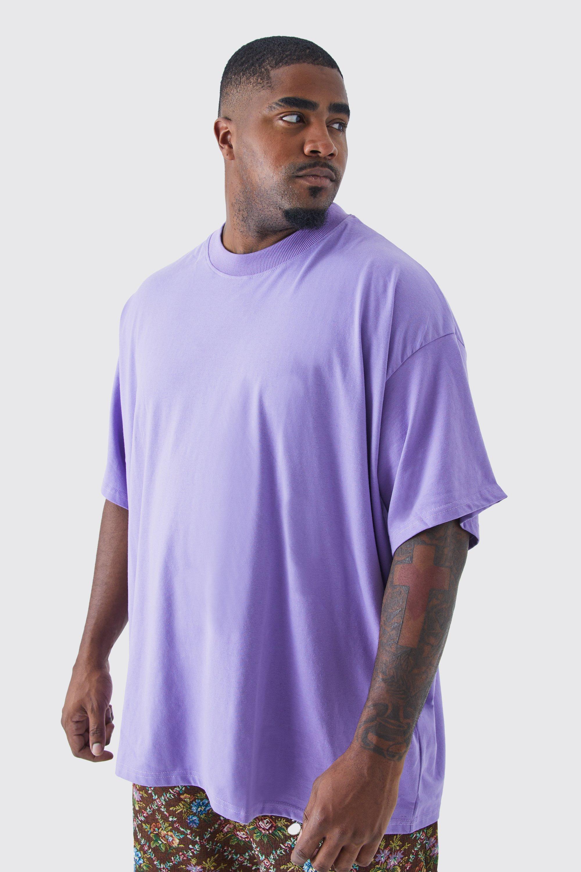 Image of T-shirt Plus Size oversize pesante con girocollo esteso, Purple