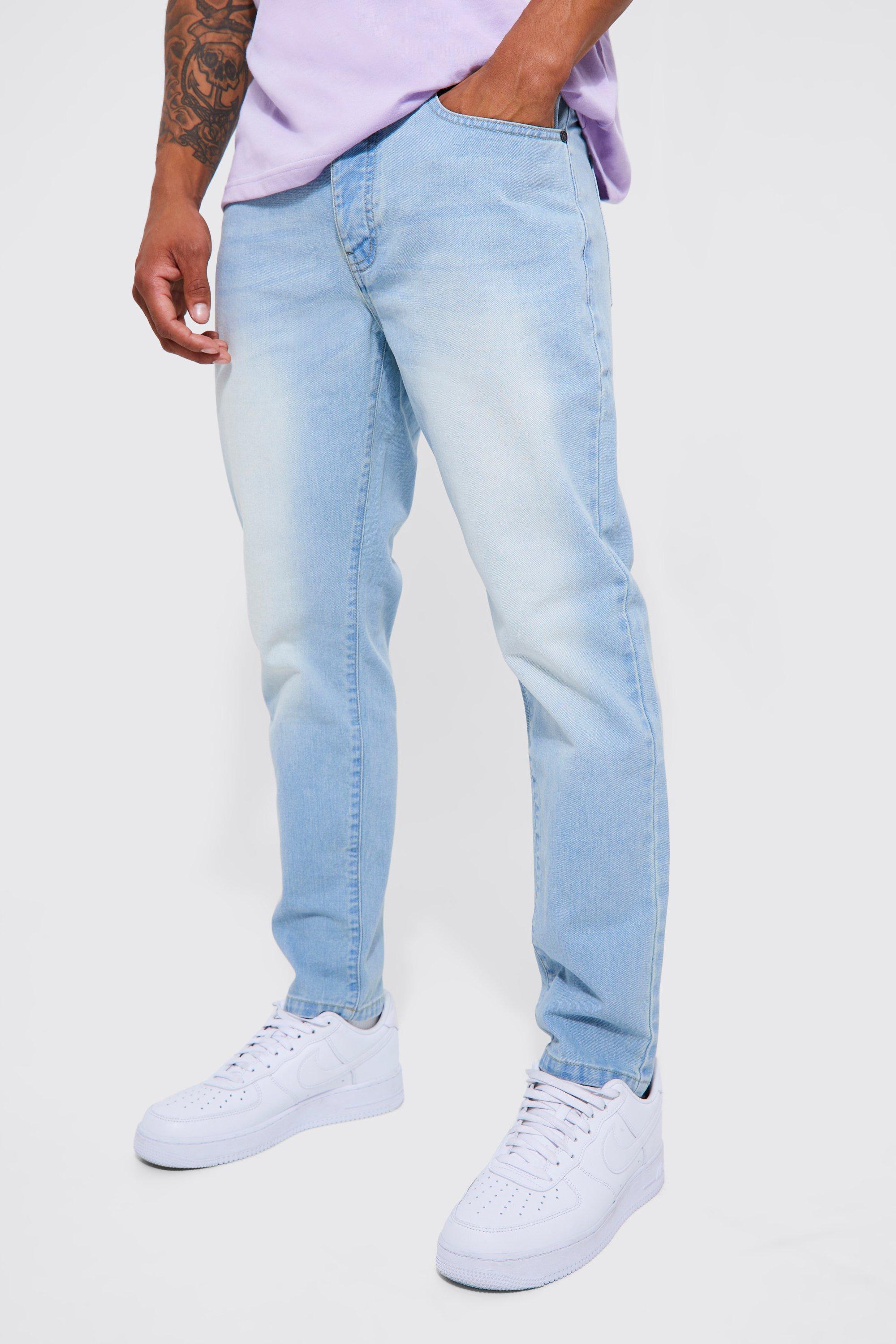 Mens Blue Tapered Fit Jeans, Blue