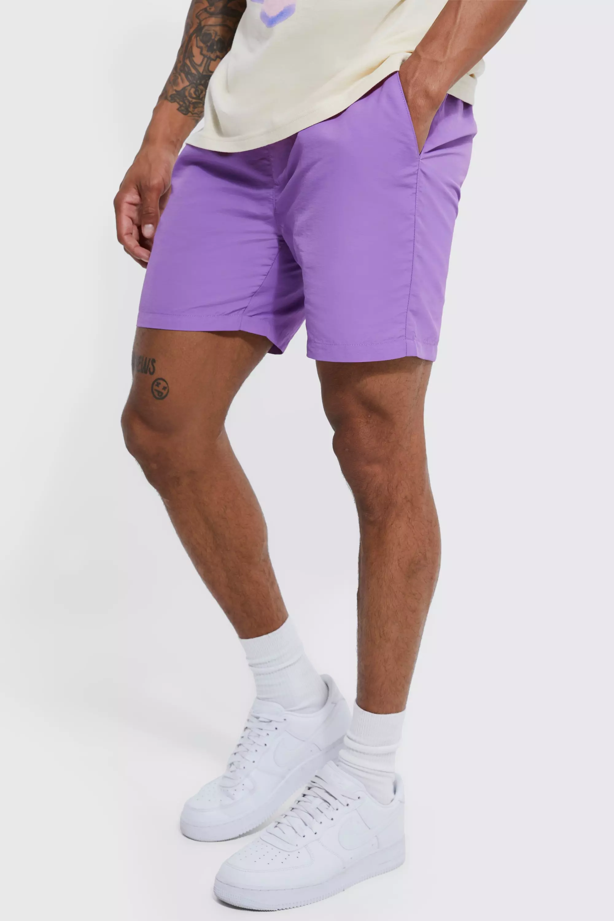 Mens purple top chino shorts