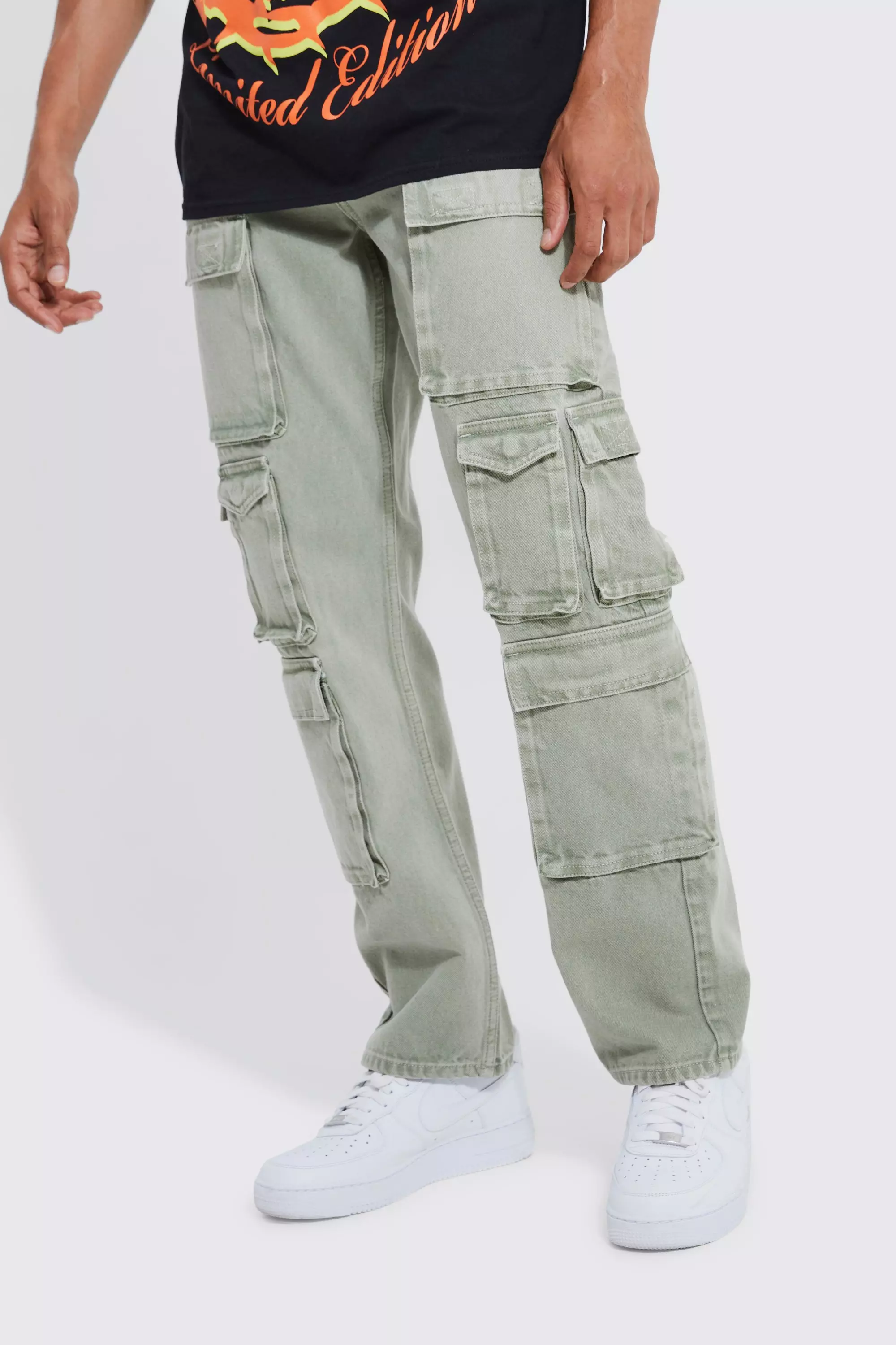 Men's Stylish Multi Pockets Denim Cargo Jeans