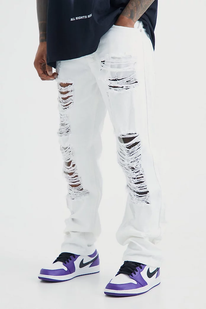 Relaxed Rigid Extreme Ripped Jeans