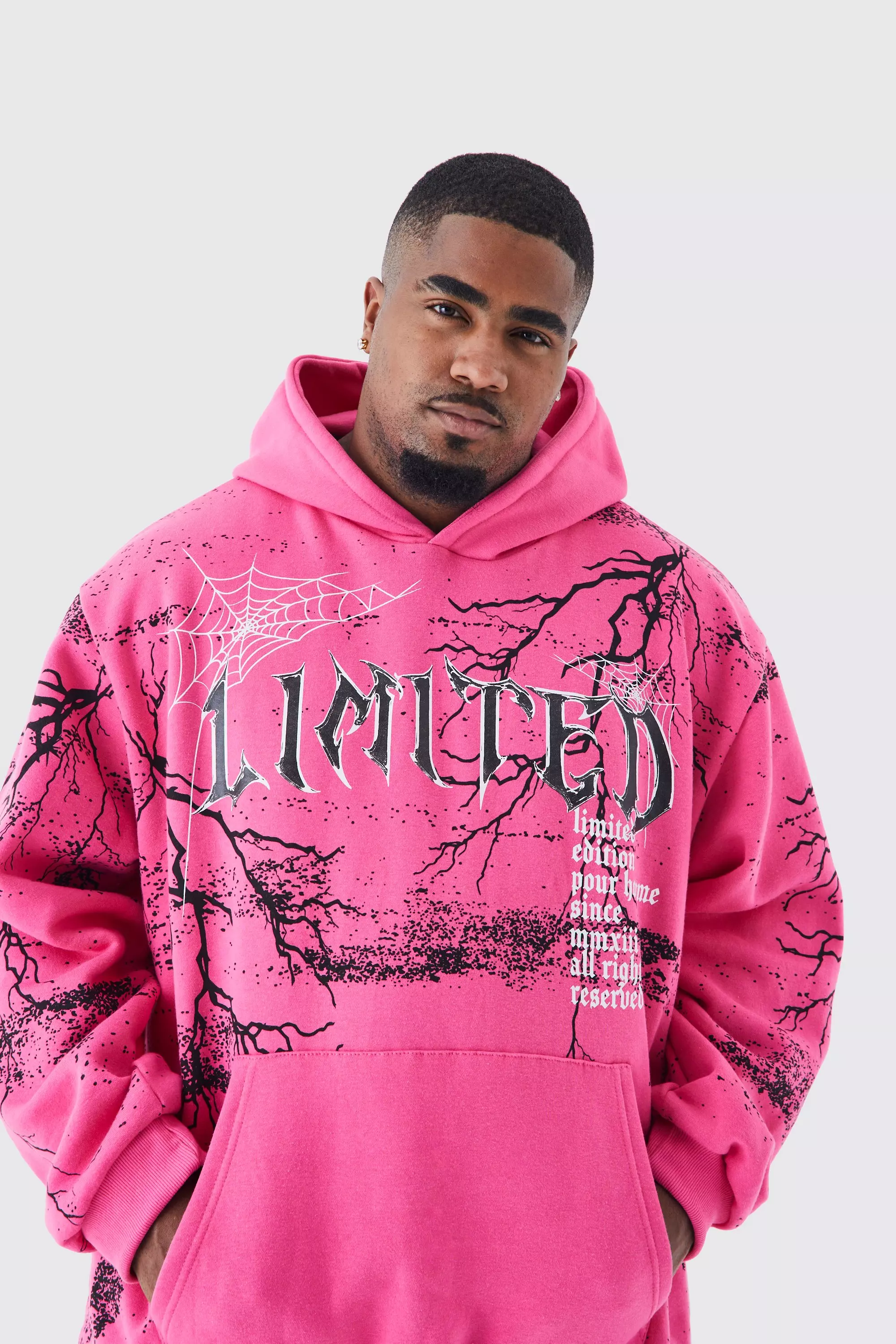 Boohooman pink online hoodie