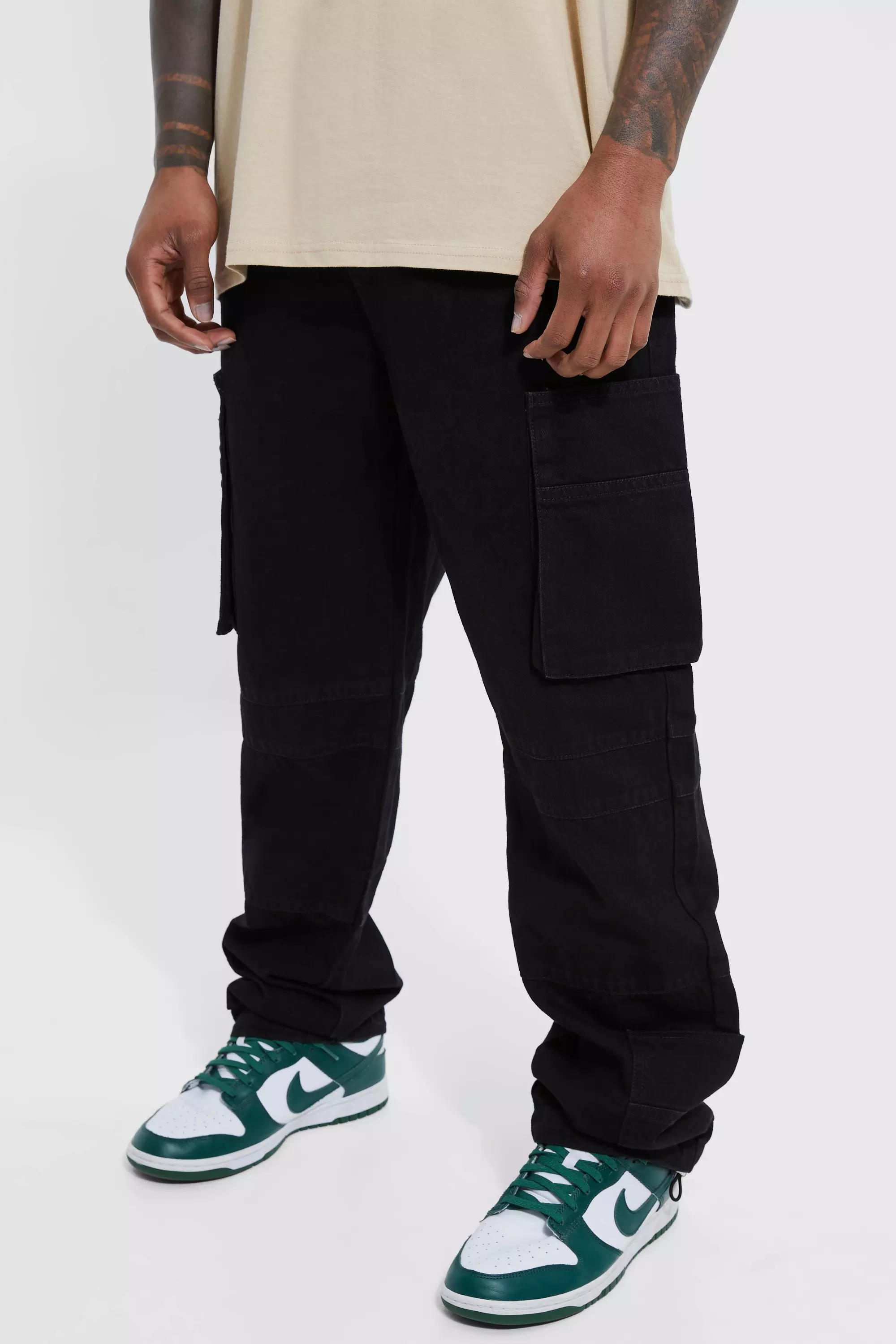 Relaxed Rigid Cargo Jeans With Cuff