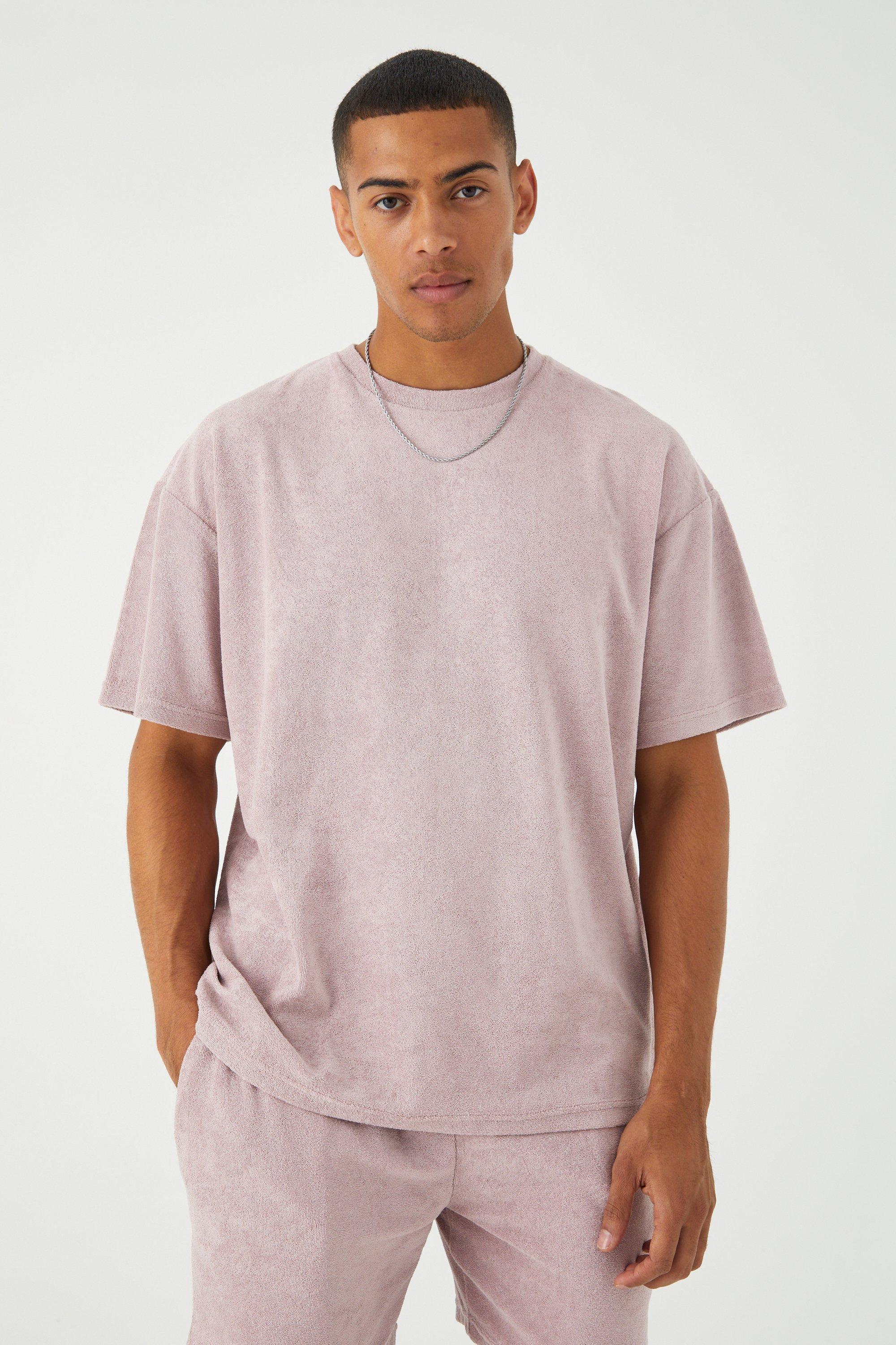 Mens Lilac Oversized Premium Towelling T-shirt